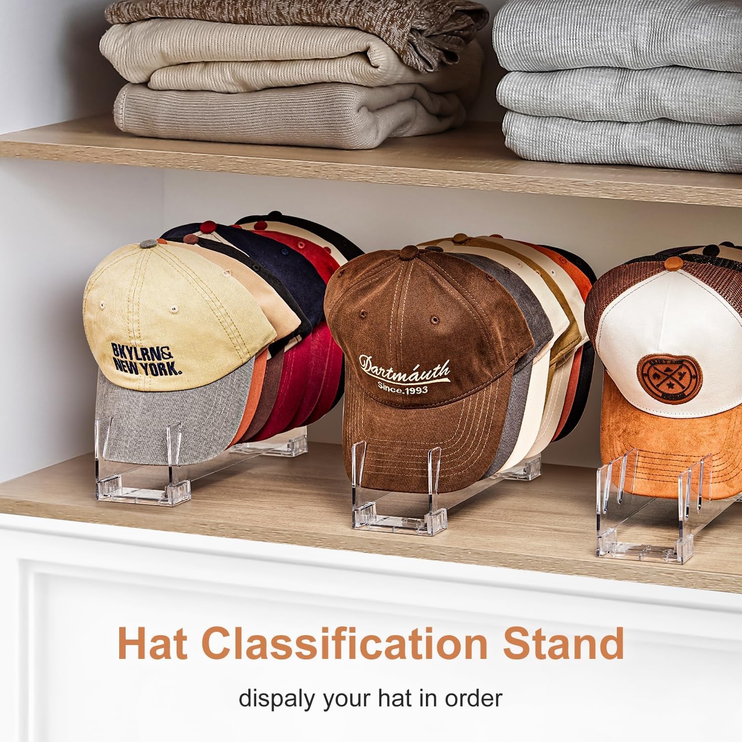 Hat Stand for Baseball Caps, 2 Pcs Hat Organizer for 14 Baseball Caps, Hat Racks for Baseball Caps, Hat Holder Display and Organizer for Bedroom, Closet, Dresser, Office
