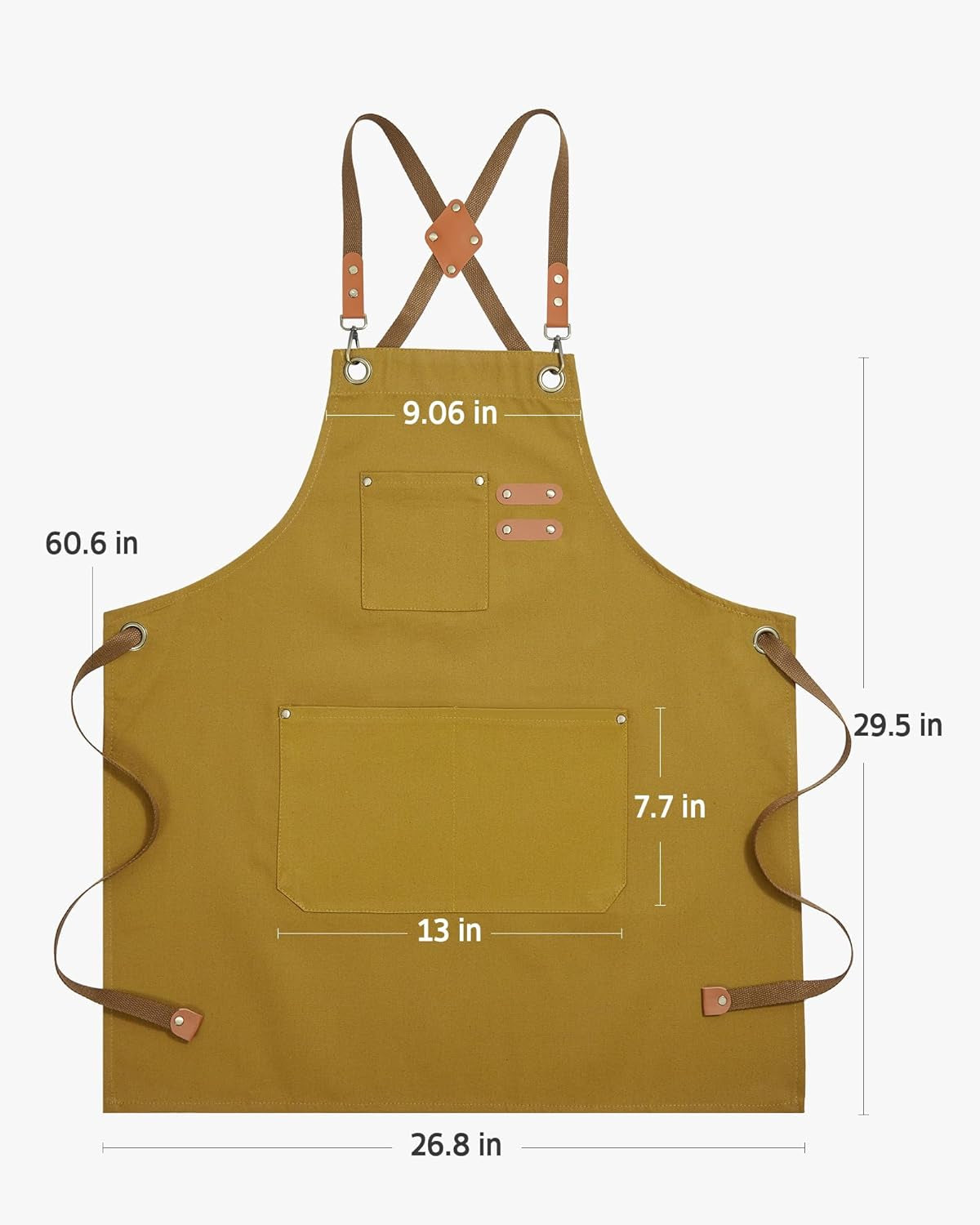 Chef Apron for Men Women with Pockets, Cotton Canvas Adjustable Work Apron Heavy Duty