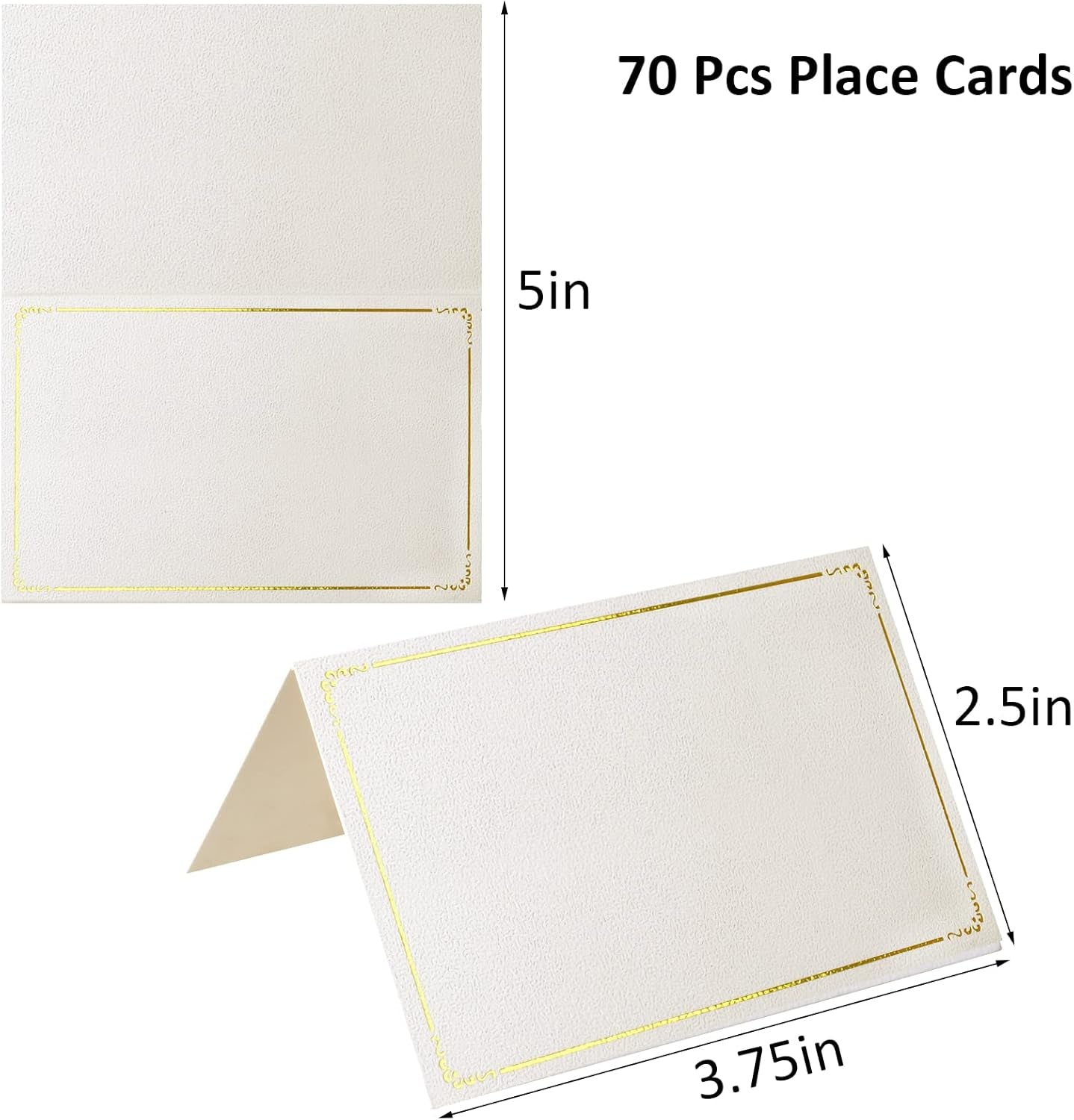 70 Pcs Place Cards Blank Fillable Banquet Seat Card with Gold Foil Frame, Place Cards for Table Setting, Escort Cards, Name Cards, Wedding Place Cards for Wedding, Table, Dinner Parties, 2.5" X 3.75"