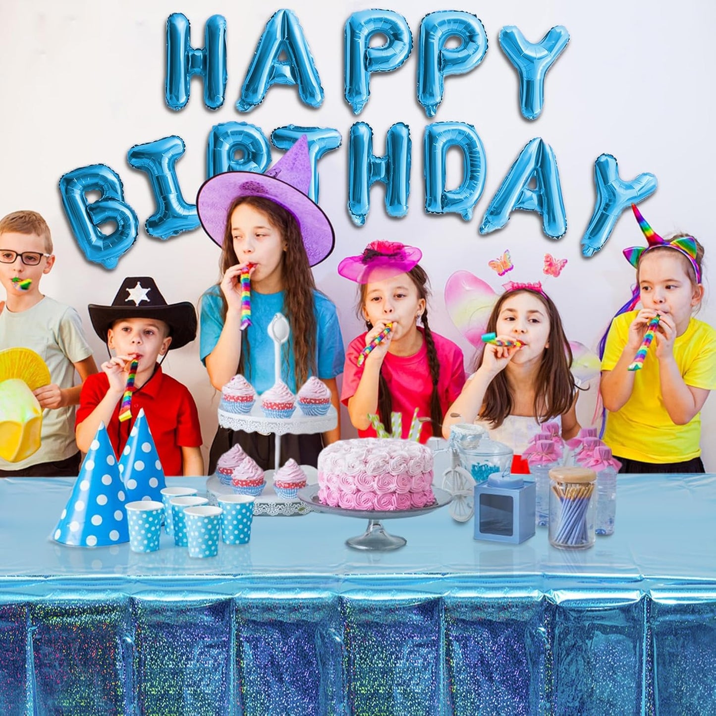 Blue Party Table Cover Decoration Tablecloth for Frozen/Winter Onederland/Under Sea/Ocean Theme Party Decorations Rectangle Tablecover with 54'' X 108'' - 2 Packs