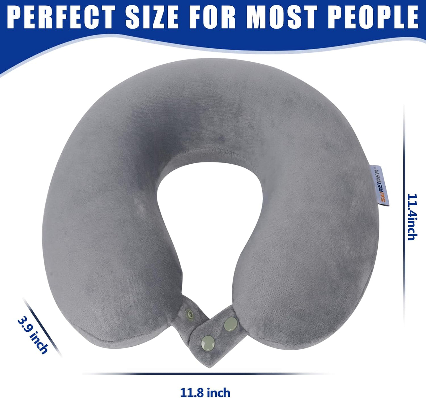 Travel Pillows for Sleeping Airplane 100% Pure Memory Foam Neck Pillow for Airplanes Washable Cover(Grey)