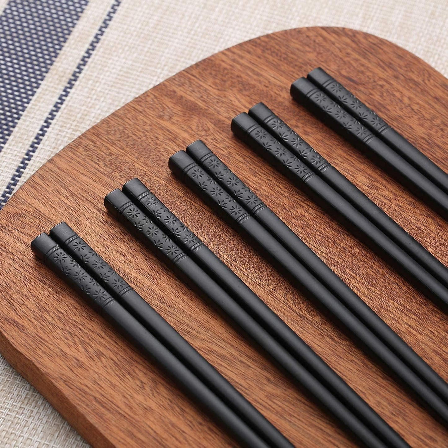 10 Pairs Fiberglass Chopsticks - Reusable Chopsticks Dishwasher Safe, 9 1/2 Inches - Black