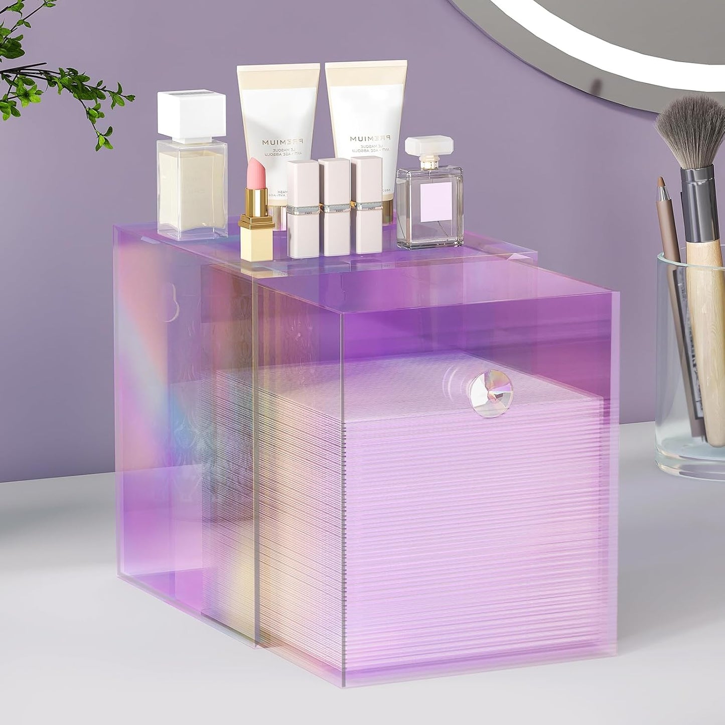 Clean Skin Club Face Towels Holder - Stackable Acrylic Organizer Compatible with Clean Skin Club Towel XL, Bathroom Vanity Holder, Dustproof Multipurpose for Makeup, Skincare, Colorful