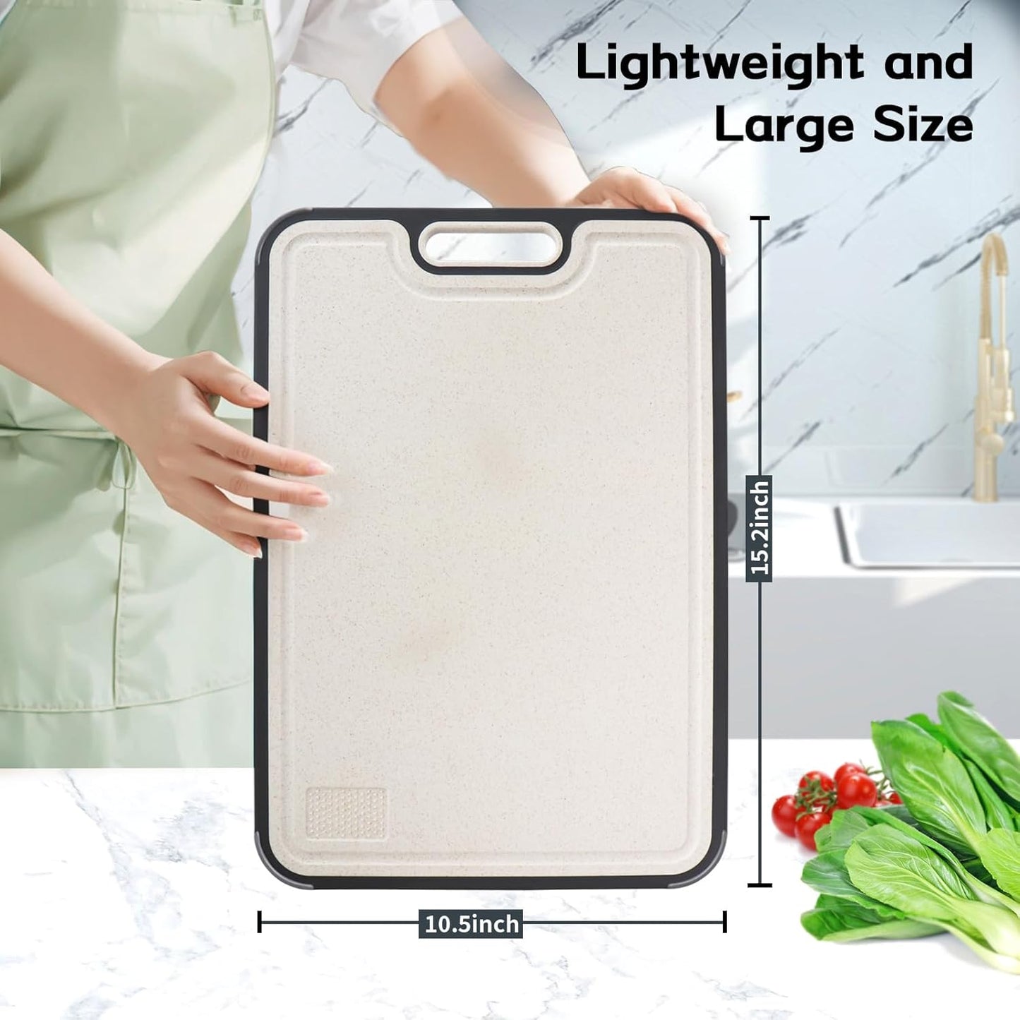 Titanium Cutting Board, Titanium Cutting Boards for Kitchen Food Grade Metal Meat Cutting Boards Non Toxic, Pure Cut Titanium & Wheat Straw PP Double Sided Chopping Board, Large 15.2”×10.5” (1 Pcs)