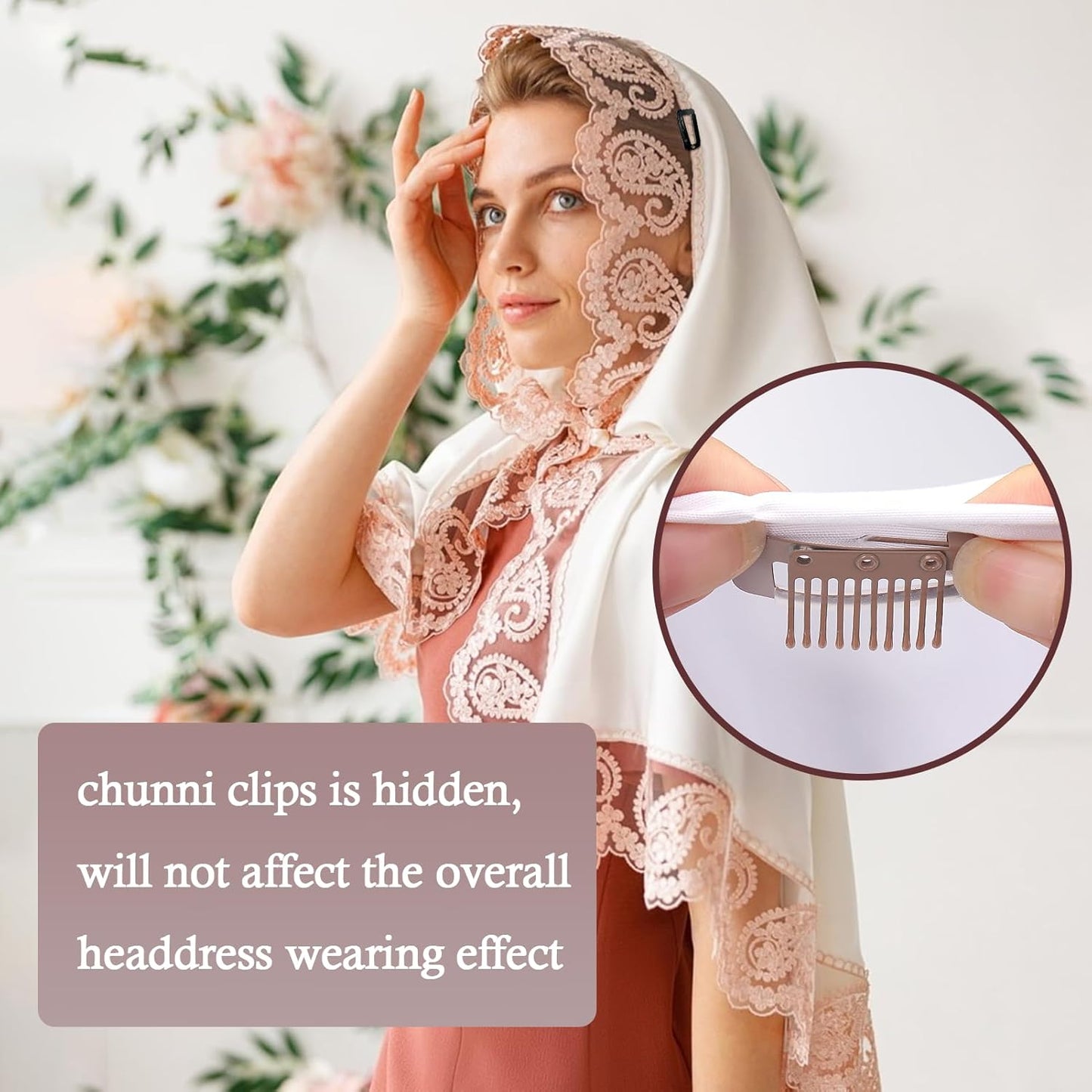 Chunni Clips with Safety Pins,8 PCS Strong Chunni Grip Dupatta Setting Clips Indian for Woman (Rose Gold)