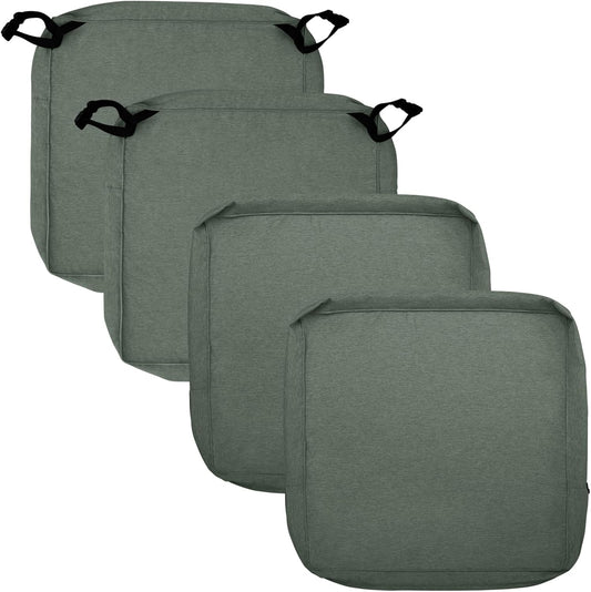 Patio Cushion Covers 22X20X4 Inch 4 Pack, Linen Look Outdoor Water Resistant Chair Seat Cushion Slipcover with Zipper for Outdoor Furniture, Covers Only! Sage Green