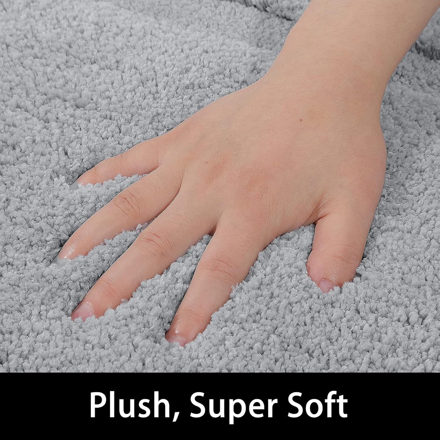 Small Bathroom Rugs Set of 2 Pieces Bath Rugs with U Shape Toilet Rugs Set 16X24 + 20X24 Inch Soft Absorbent Bath Mats Non Slip Plush Shower Rug Machine Washable, Light Grey