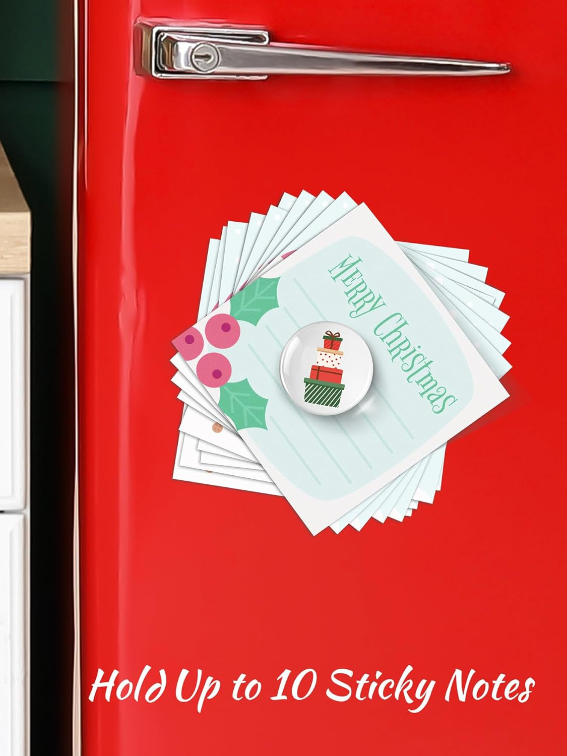 12-Pack Christmas Magnets for Fridge, Glass Christmas Refrigerator Magnets, Small Xmas Decorative Magnets, Cute Funny Fridge Magnets for Home Kitchen Office Dishwasher (Round Shape)