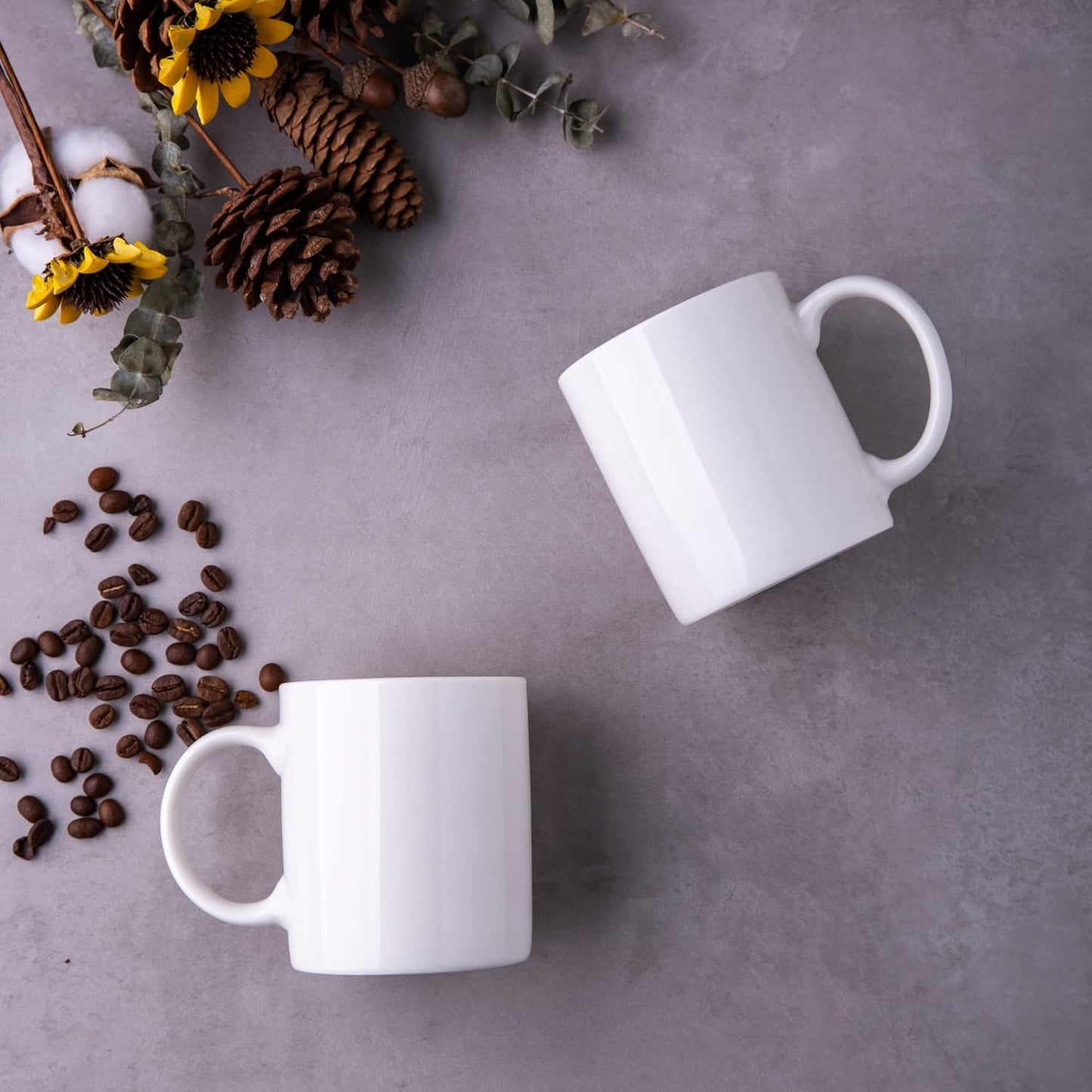12 oz Off-White Ceramic Coffee Mugs Set of 12 with Large Handle, Lightweight and Dishwasher & Microwave Safe, Ideal for Latte, Cappuccino, Cocoa, and Milk