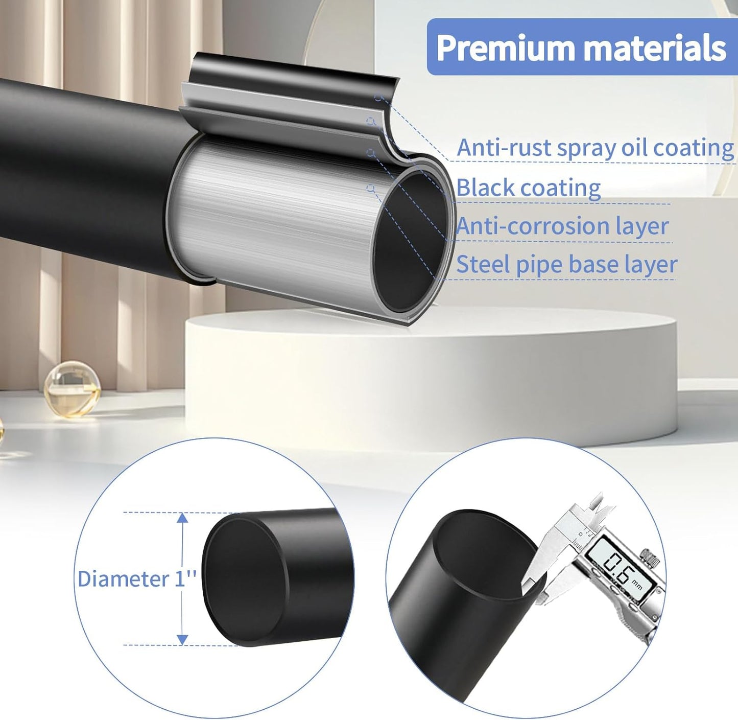 Blackout Curtain Rod for Windows 28 to 48 Inches, Wrap around Heavy Duty Rod for Darkening, Modern Decorative Curtain Treatment, Matte Black