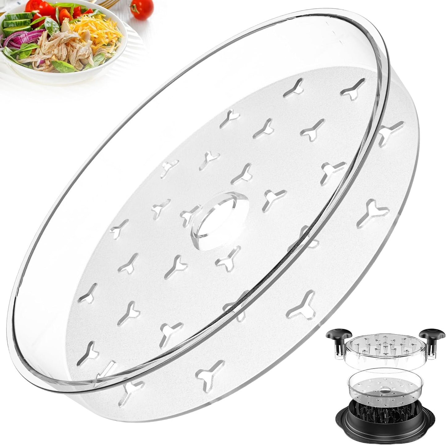 Chicken Shredder Plate, 7.09Inch Removable Plate for Meat Shredder, Clear Removable Tray Only Suitable for  Chicken Shredder Tool Twist, Easy to Install