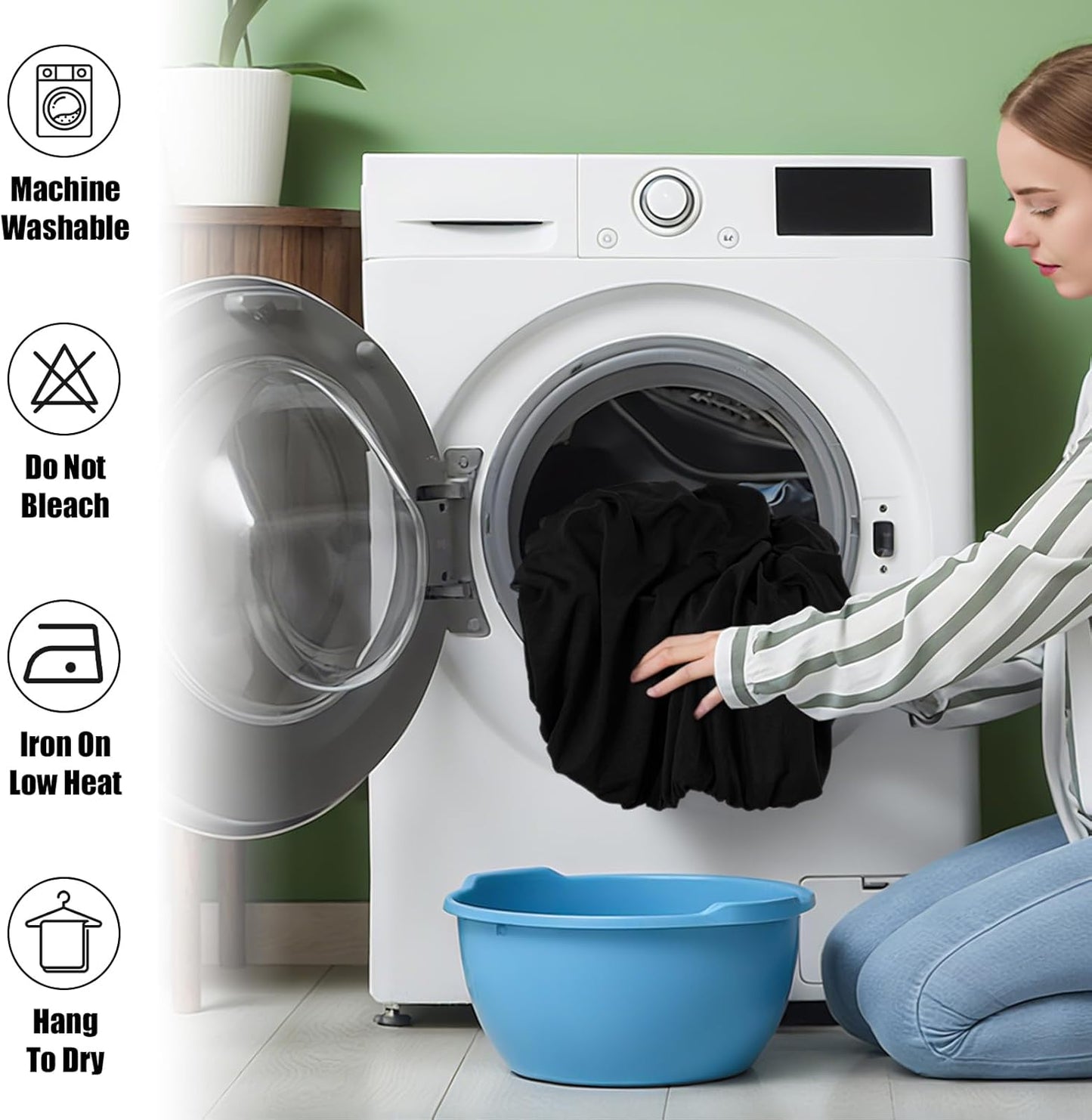 2 Packs round Spandex Tablecloths, Stretch Elastic Tablecloth Cover Fitted for 18"-24" round Tables, Waterproof Polyester Washable Table Cloth for Dining, Party, Outdoor and Indoor, Black