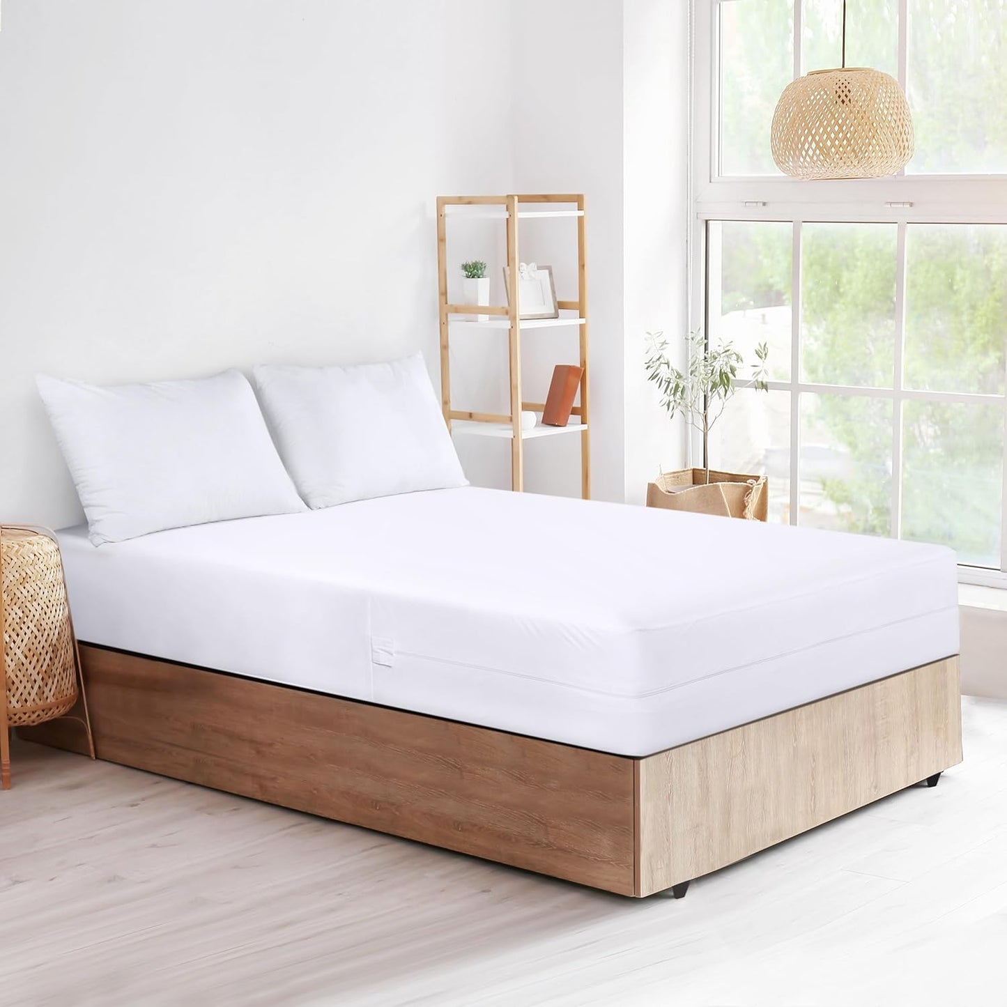 Zippered Mattress Encasement Queen, 100% Waterproof Bed Bug and Dust Mite Proof Mattress Protector, Absorbent Six-Sided Mattress Cover