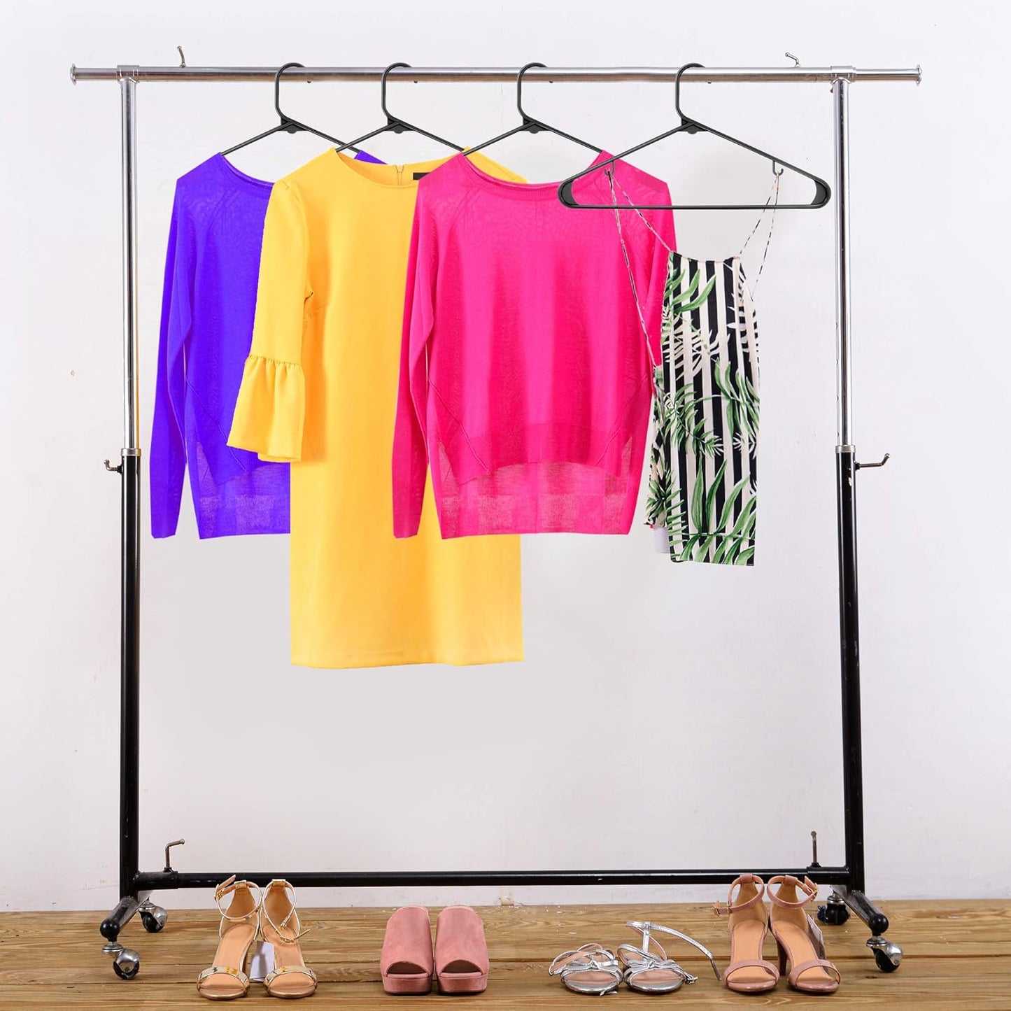 Plastic Hangers 50 Pack - Clothes Hanger with Hooks - Durable & Space Saving (Black)