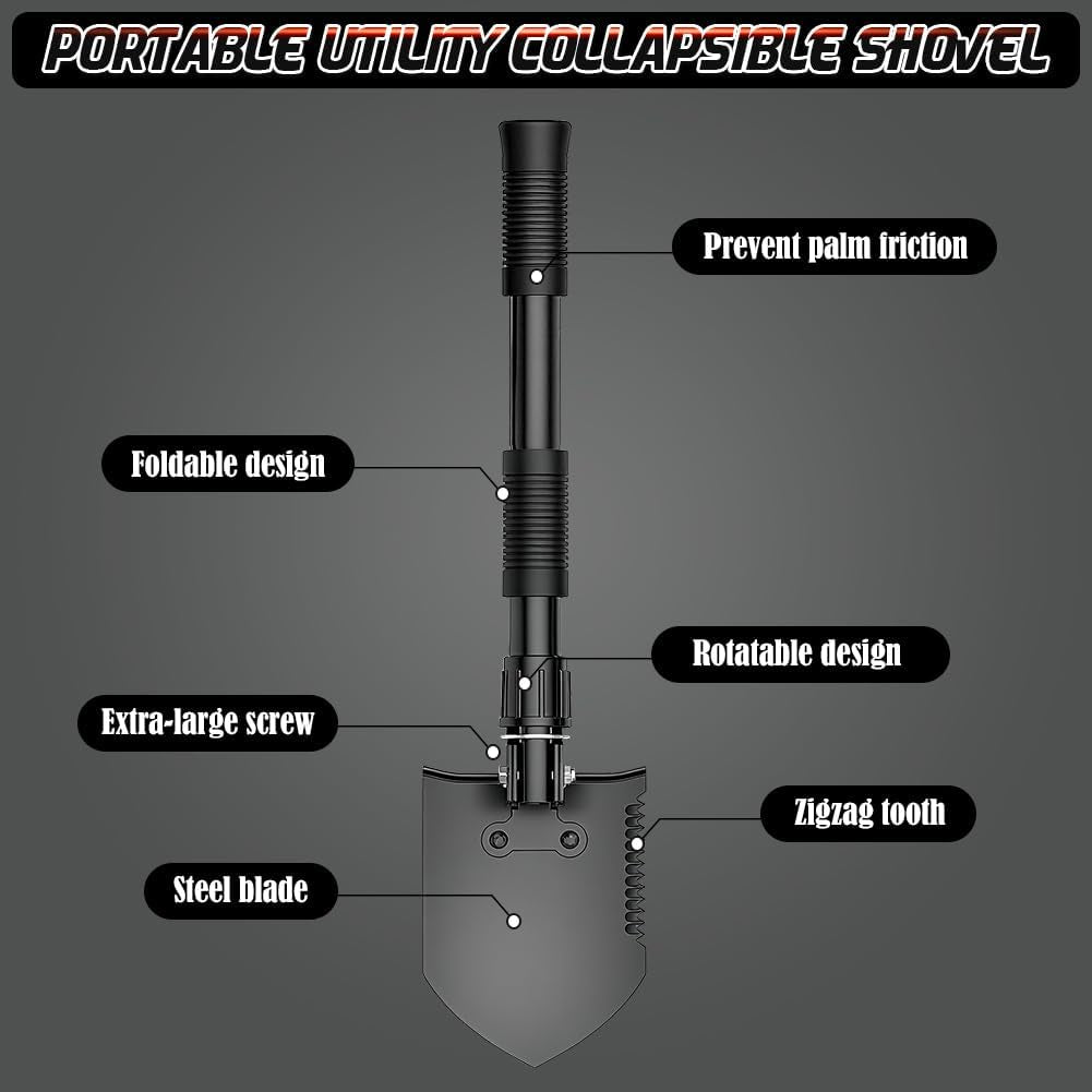 Digging Shovel, 15.35'' Lightweight Camping Shovel Portable High Carbon Steel Folding Mini Trowels for Outdoor Camping Backpacking Hiking Car Emergency Home Garden