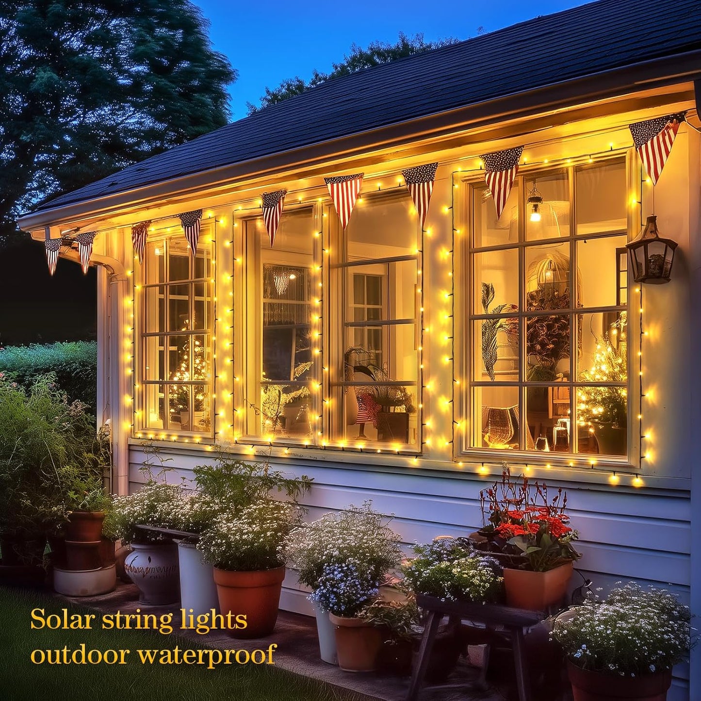 Solar String Lights Outdoor Waterproof, Total 66 FT 200 LED Solar Twinkle Lights Outdoor, Solar Christmas Light for outside Tree Garden Yard Decor(Warm White)