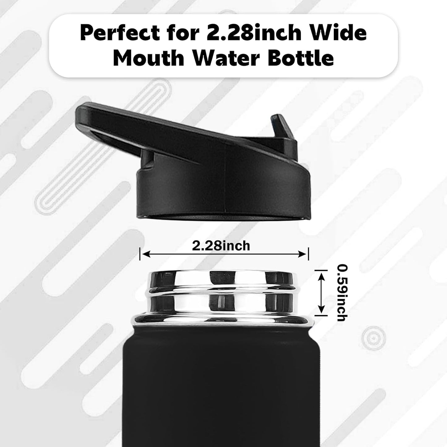 Straw Lid for Hydro Flask Wide Mouth,2Pack Replacement Lids with Straws for Wide Mouth 12,16,18,22,32,40,64Oz Water Bottles,Sport Bottle Lids Accessories with Handle (Straw Lid2)