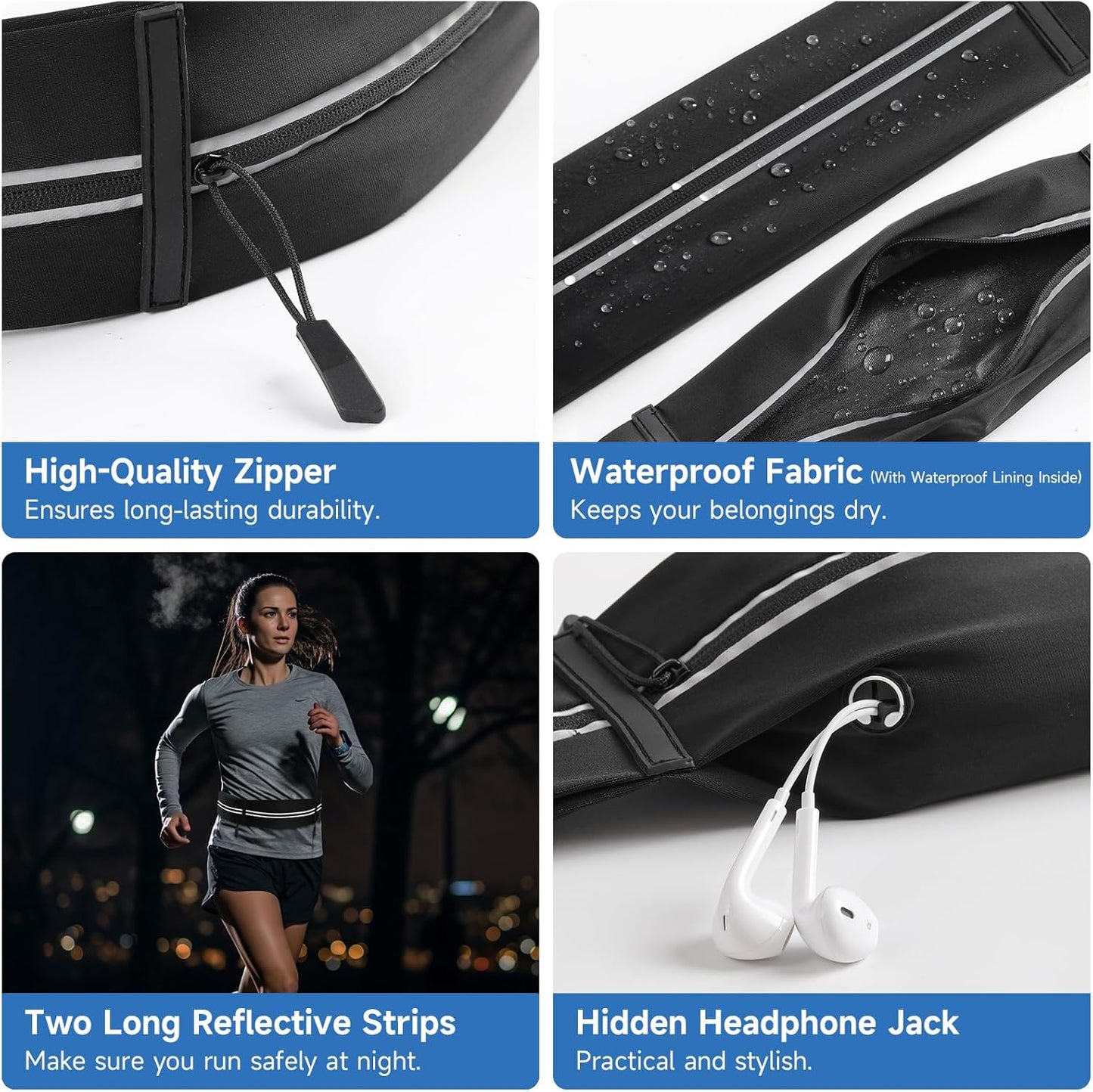 2 Pack Running Belt for Women Men, Running Essentials, Phone Holder for Running, Slim Waist Belt, Money Belt, Waterproof Fanny Pack, Running Accessories, Gym Belt, Belt Bag