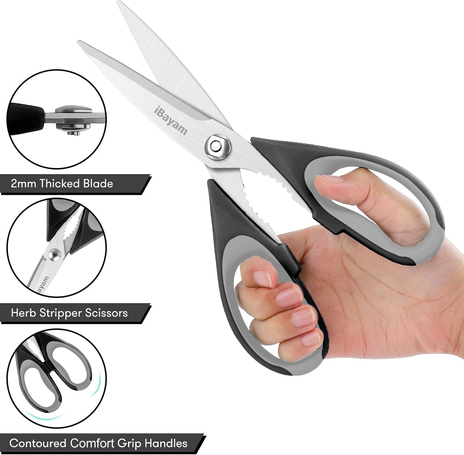 Kitchen Gadgets Utensils Set for Home,  8.5" Kitchen Scissors with Sheath, Black Cooking Scissors, All Purpose Shears