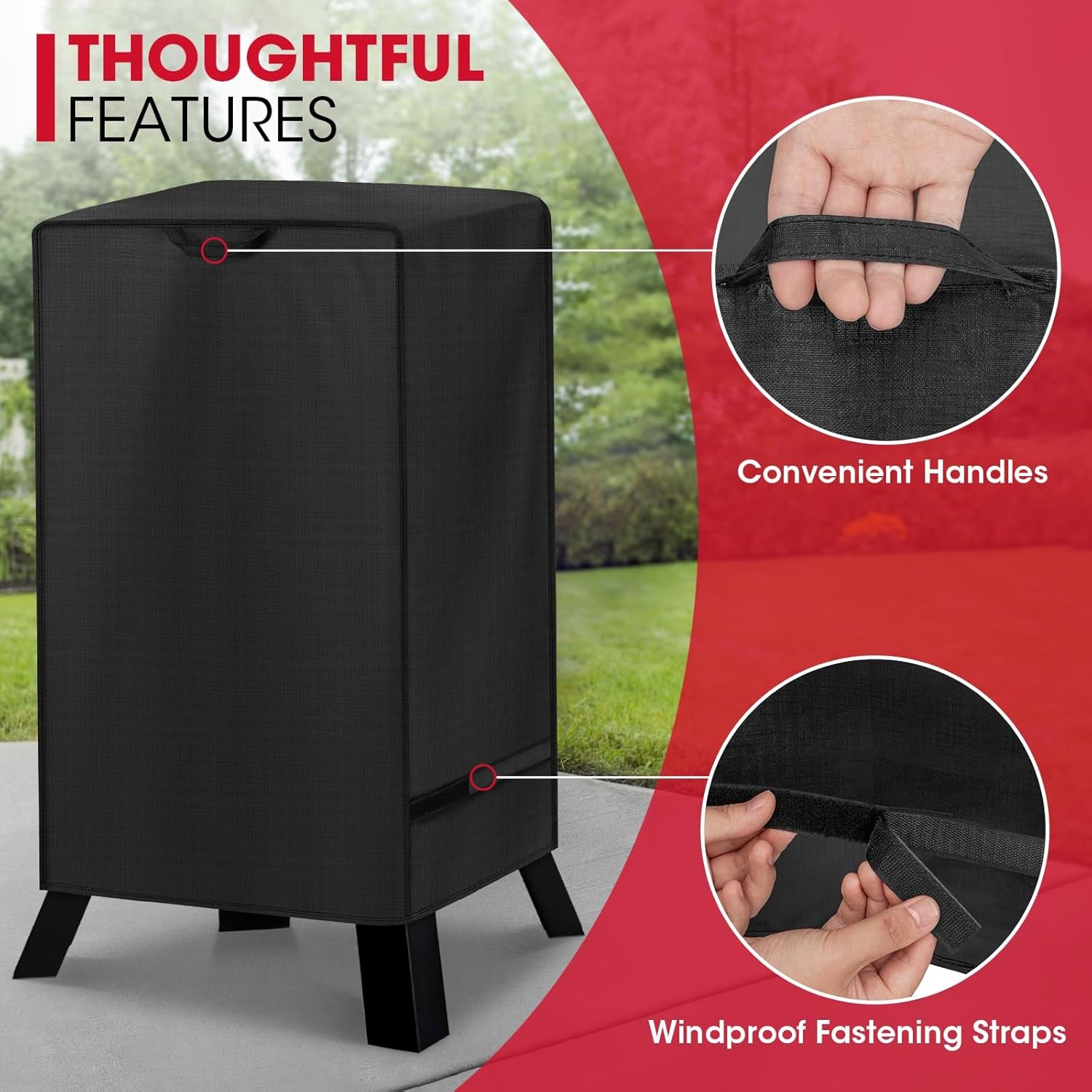 30 Inch Electric Smoker Cover for Masterbuilt, Unique UV Resistant Waterproof Vinyl with Polyester Lining, Outdoor Digital Propane Vertical Smoker Cover, 19" W X 17" D X 33" H