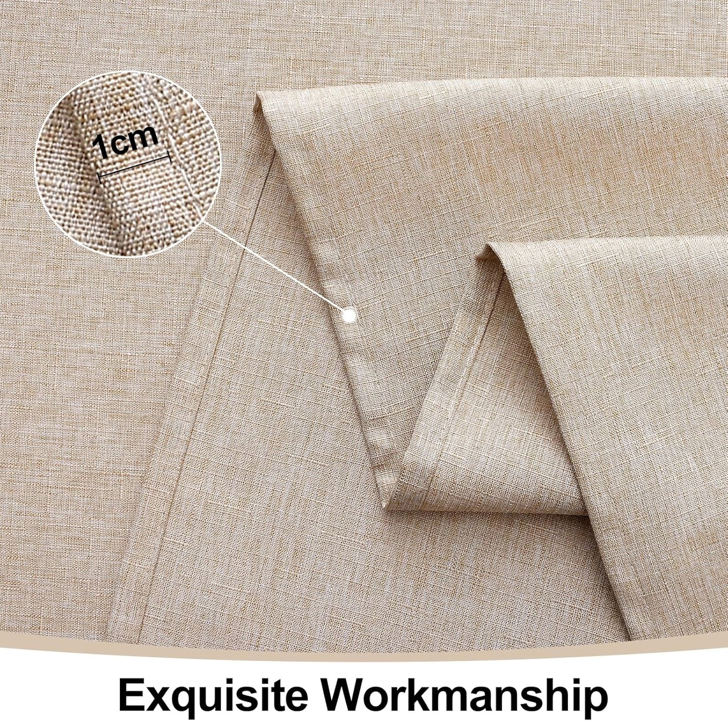 Rectangle Table Cloth Linen Textured, Waterproof Spillproof Anti-Wrinkle Burlap Tablecloth, Washable Decorative Fabric Table Cover for Dining, Party, Banquet, 52 X 70 Inch, Linen