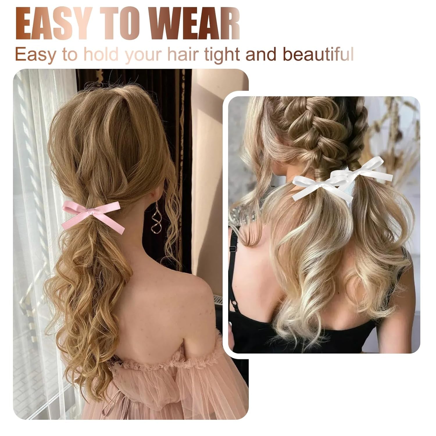 Hair Bows for Girls,20 PCS Small Bow Hair Clips Tassel Ribbon Bowknot with Short Tail,Ribbon Hair Bows Barrettes for Thick Thin Hair,Nonslip Hair Accessories Christmas Birthday Gifts