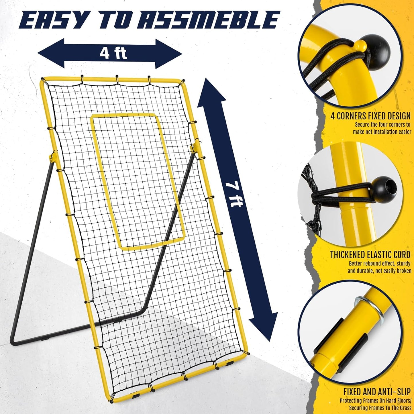 Volleyball Rebounder Net, Volleyball Training Equipment, Bounce Back Net for Volley Ball Practice with 5 Adjustable Rebound Angles 7X4 Ft