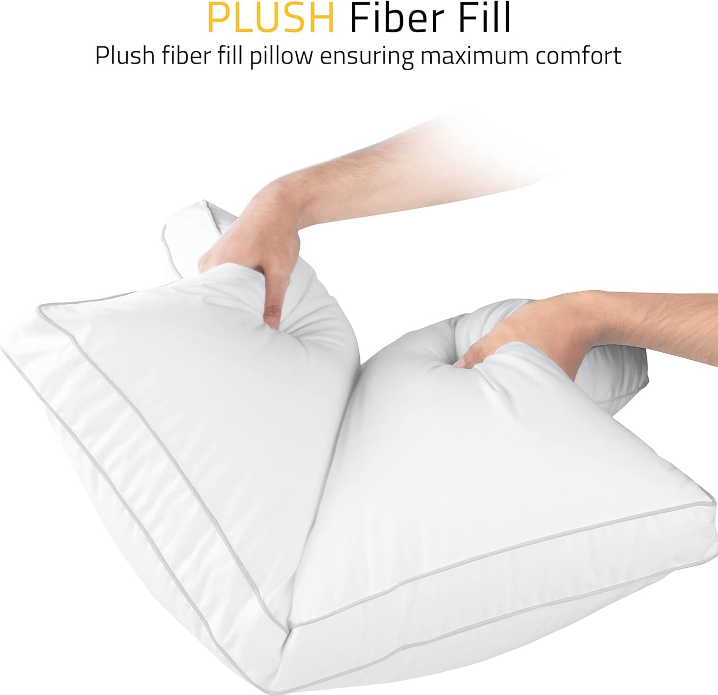 Bed Pillows for Sleeping Queen Size (White), Set of 2, Cooling Hotel Quality, Gusseted Pillow for Back, Stomach or Side Sleepers