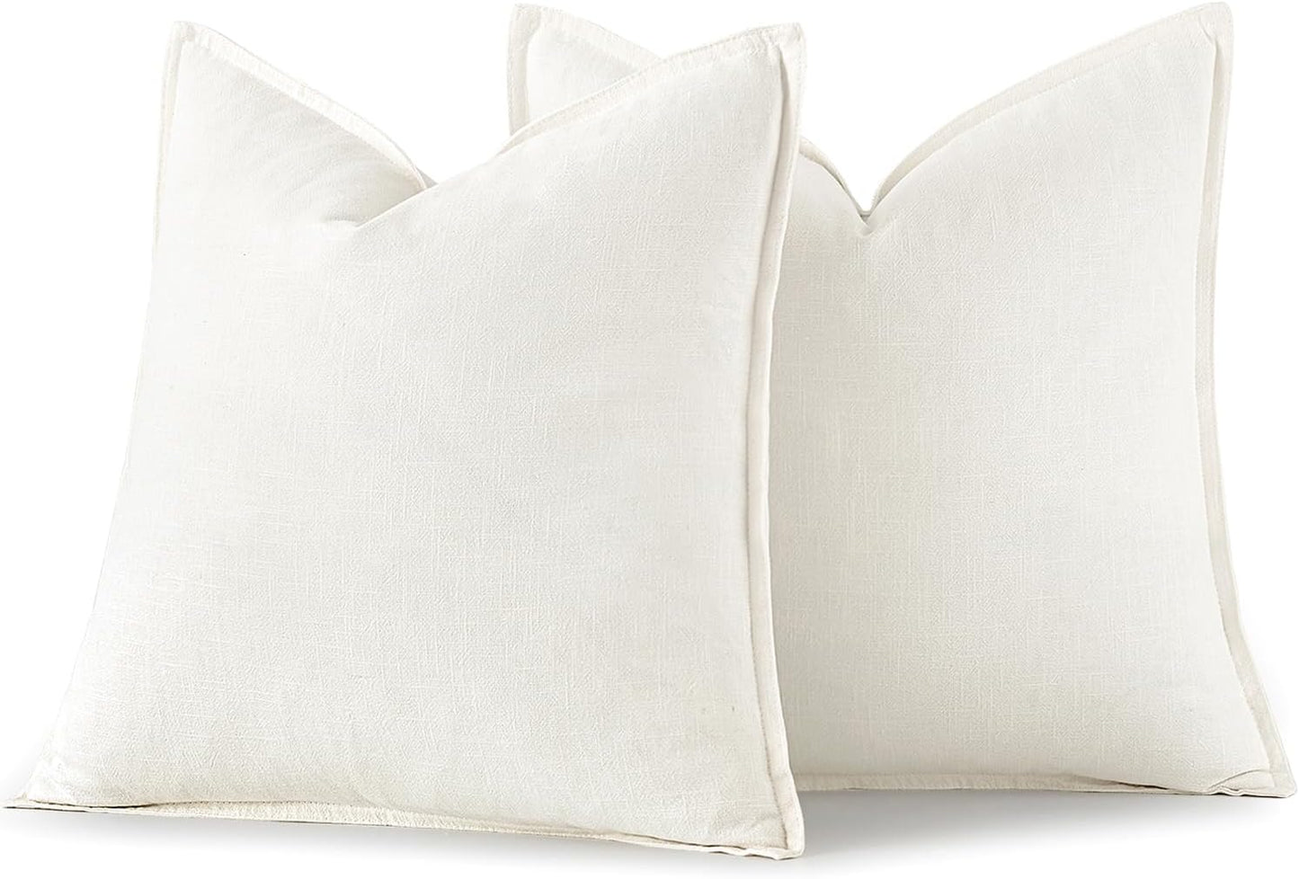 Decorative Linen Pillow Covers 18X18 Inch Cream White Boho Farmhouse Neutral Couch Throw Pillows Christmas for Bed Pack of 2 Accent Modern Pillowcase Sofa Livingroom Home Decor
