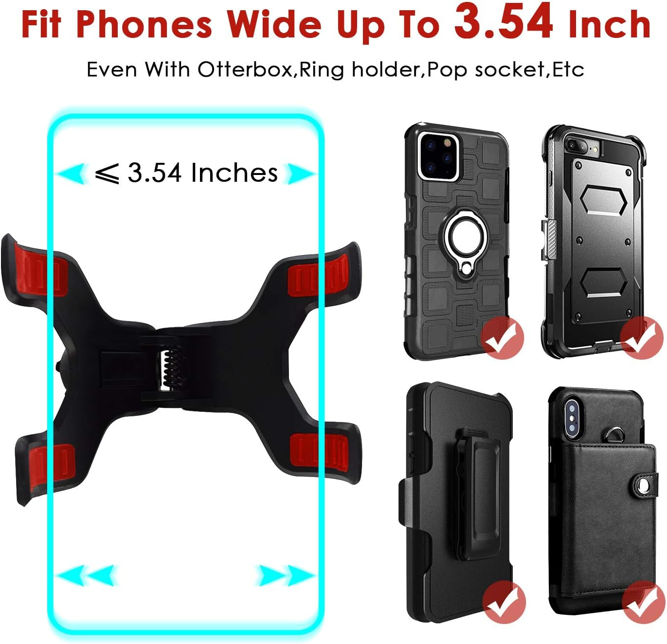 Car Phone Mount Windshield, Long Arm Clamp Universal Windshield with Double Clip Strong Suction Cup Cell Phone Holder Compatible with Iphone 15 14 13 Pro Max XS 7 8 Plus, Galaxy S24 S23 Ultra