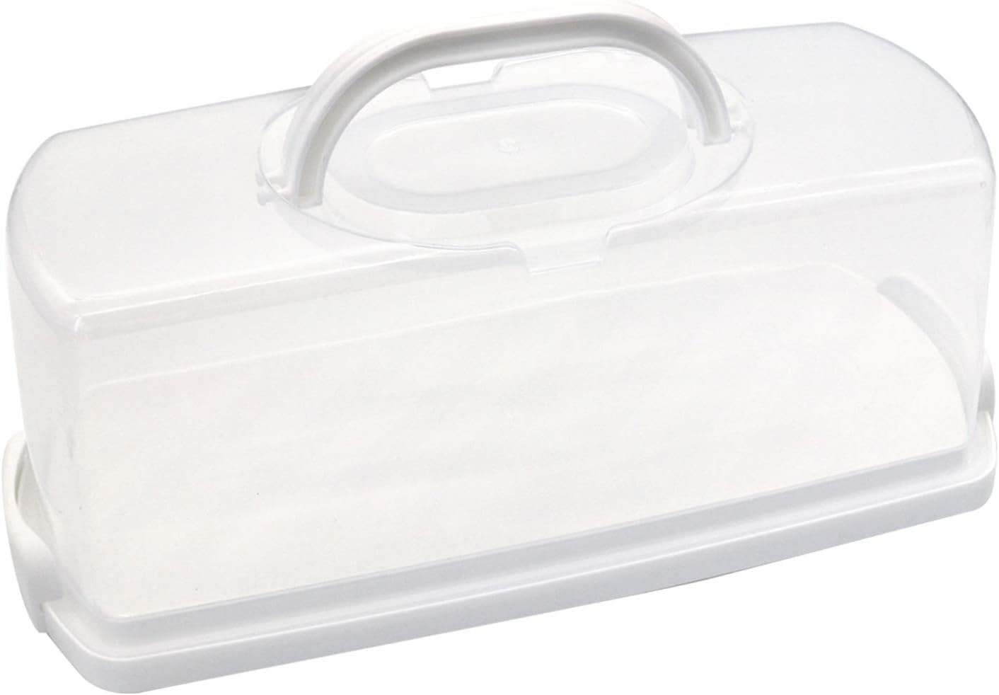 Portable Plastic Rectangular Loaf Bread Box with Transparent Lid, Bread Keeper for Carrying and Storing Loaf Cakes,Banana Bread,Pumpkin Bread,Quick Breads (White)