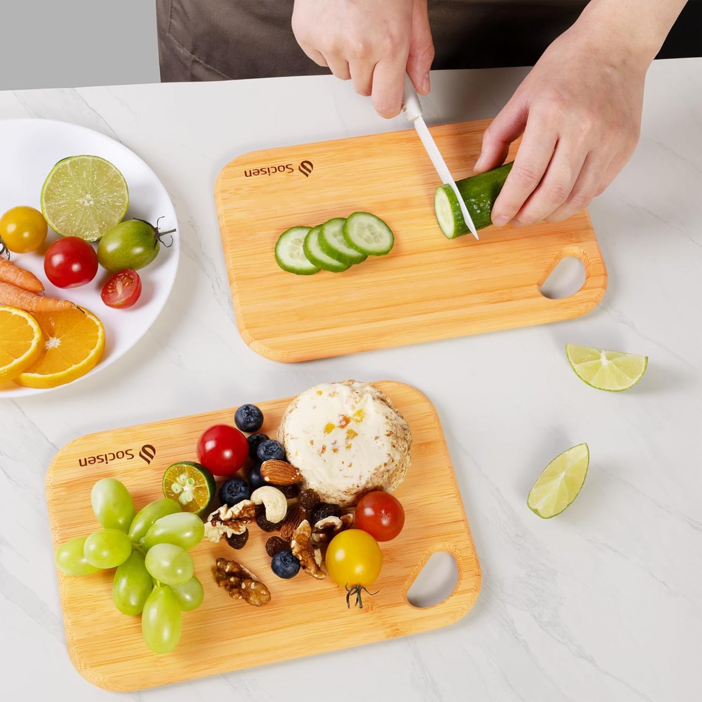 2 Packs Small Bamboo Wood Cutting Board for Kitchen Mini Wooden Charcuterie Boards Lightweight Chopping Board Non Toxic Handheld Serving Board Tiny Chef Set Camping Fruit Lemon Sandwich Cheese Board