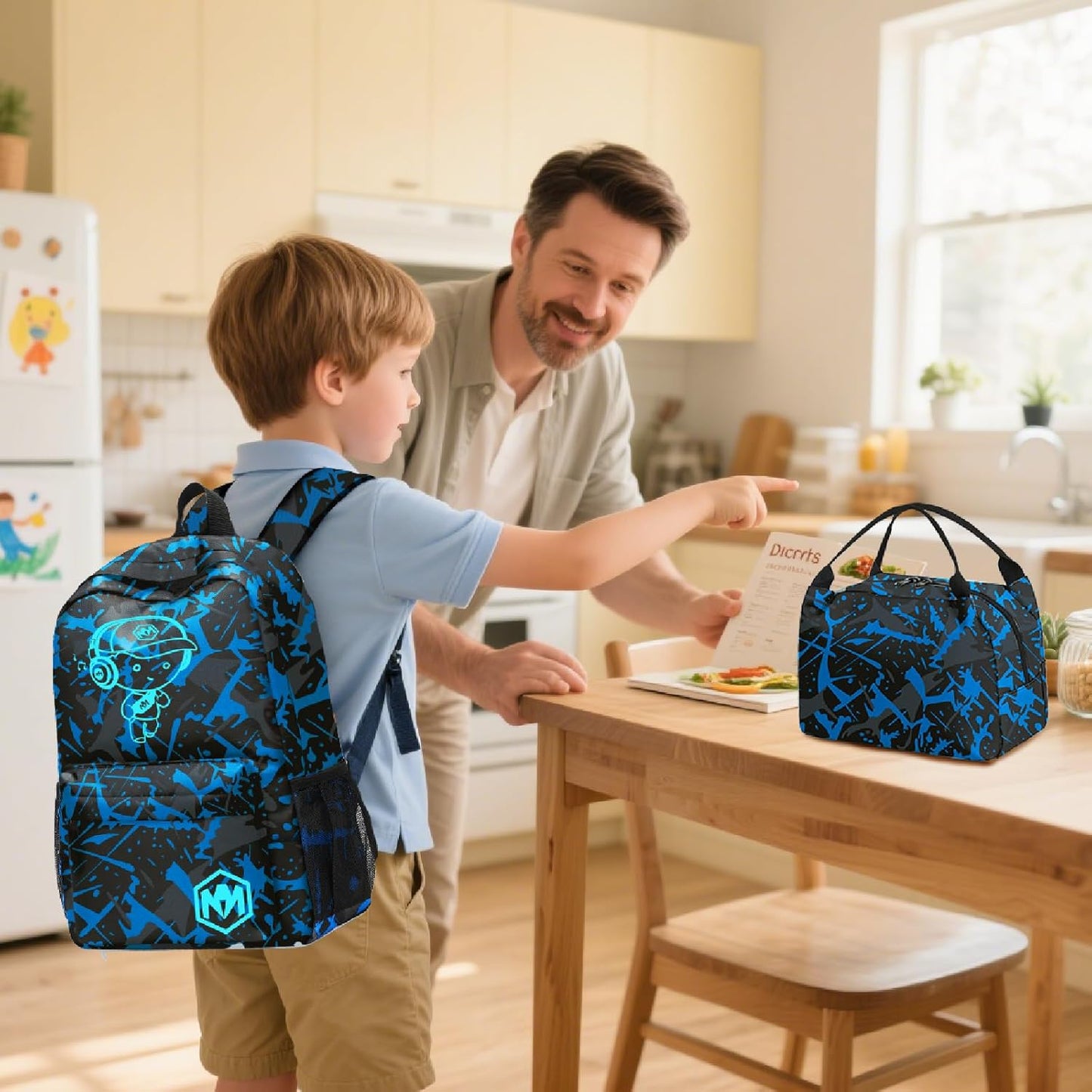 School Backpack for Boys Teens Bookbag Travel Daypack Kids Girls Lunch Bag Pencil Case