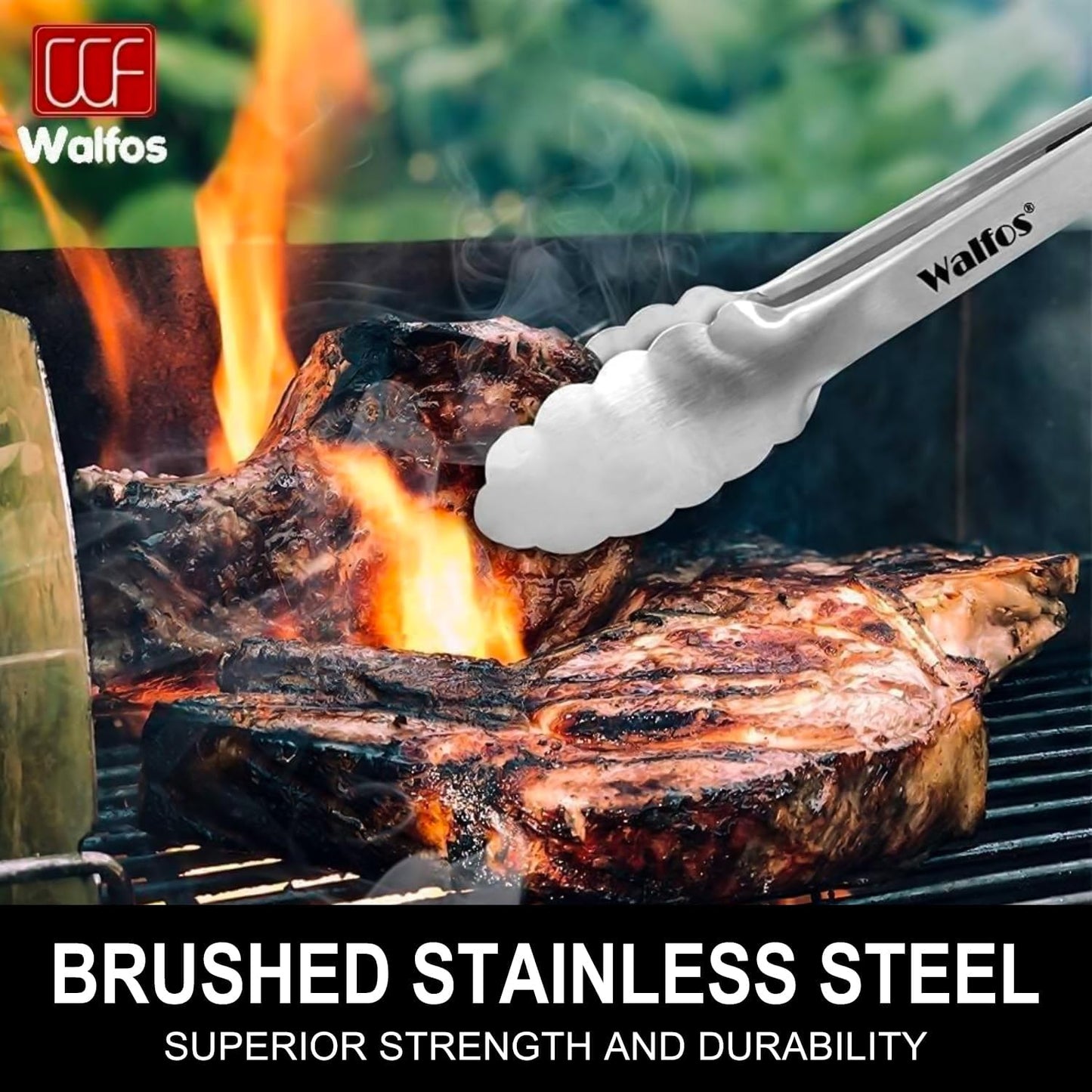 17 Inch Extra Long Grill Tongs, Ultimate Stainless Steel BBQ Tongs for Grilling, Cooking, Bbq/Barbecue, Buffet and Turning Food