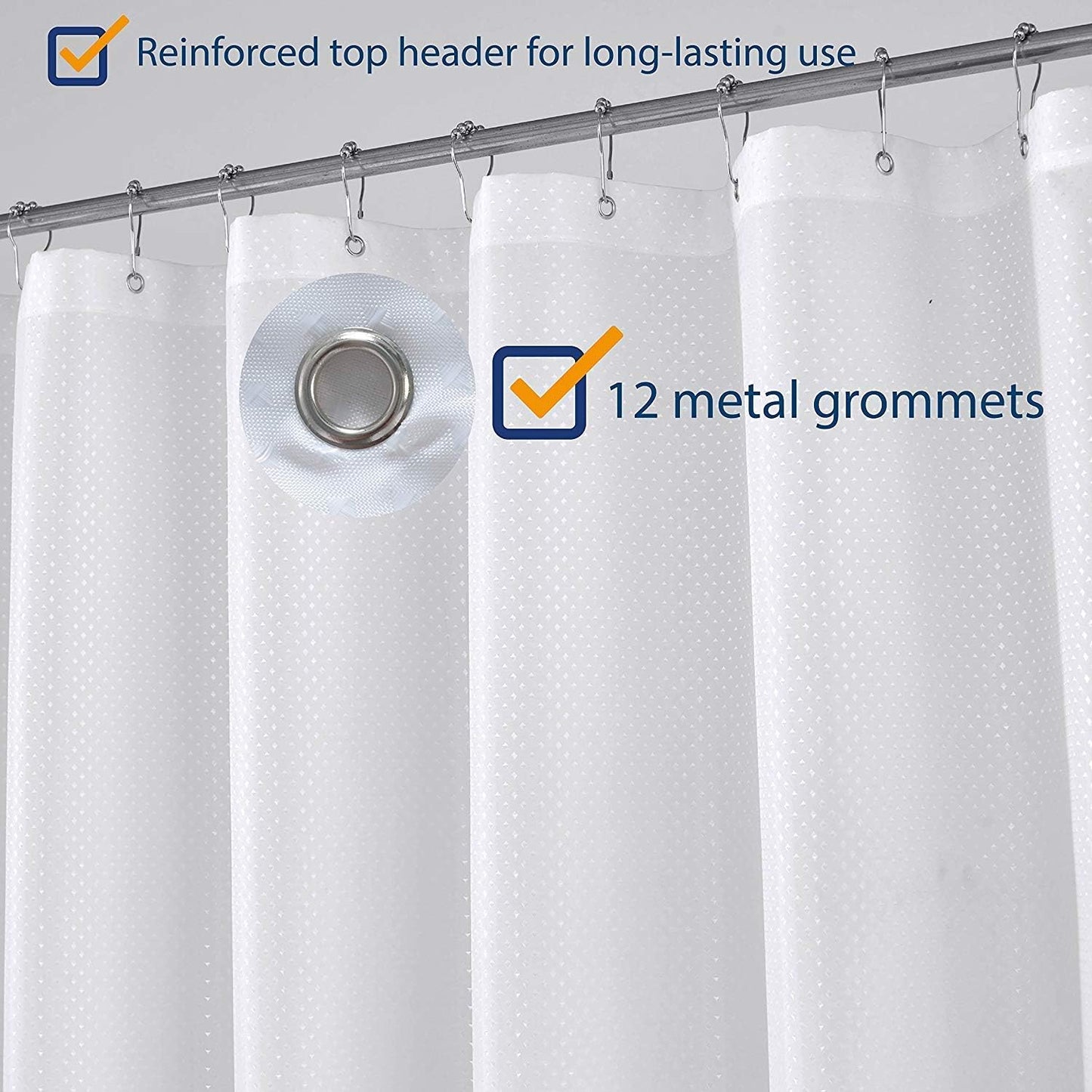 Soft Textured Shower Curtain + Fabric Shower Liner