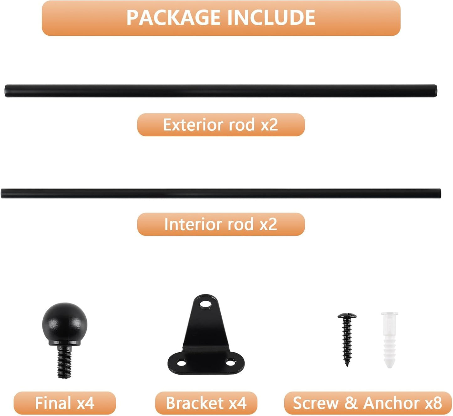 2 Pack Small Curtain Rod 18-30 Inch, 1/2" Diameter, Cafe Door Curtain Window Rod, Adjustable Drapery Rods with Brackets (Black)