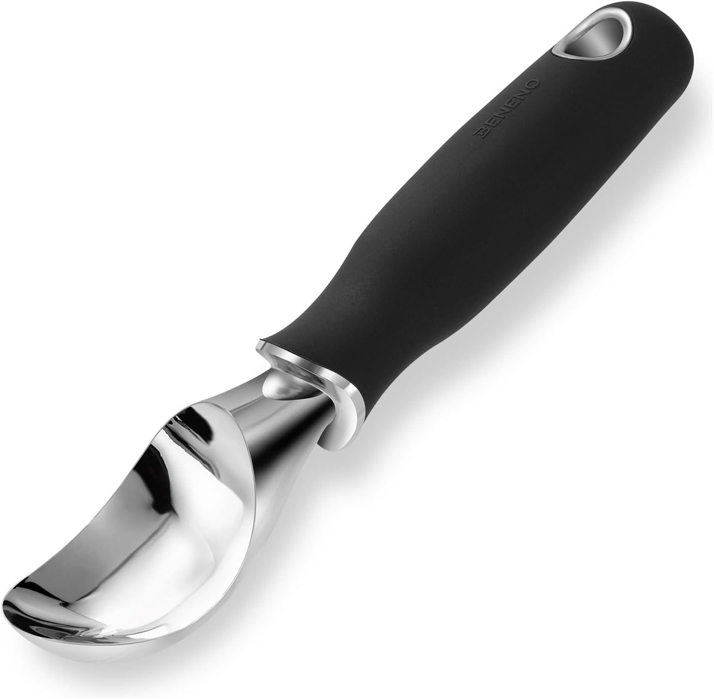 Heavy Duty Ice Cream Scoop - Upgraded Anti-Fracture Design, Comfortable Grip Long Handle, Effortless Scooping & Dishwasher Safe, Black