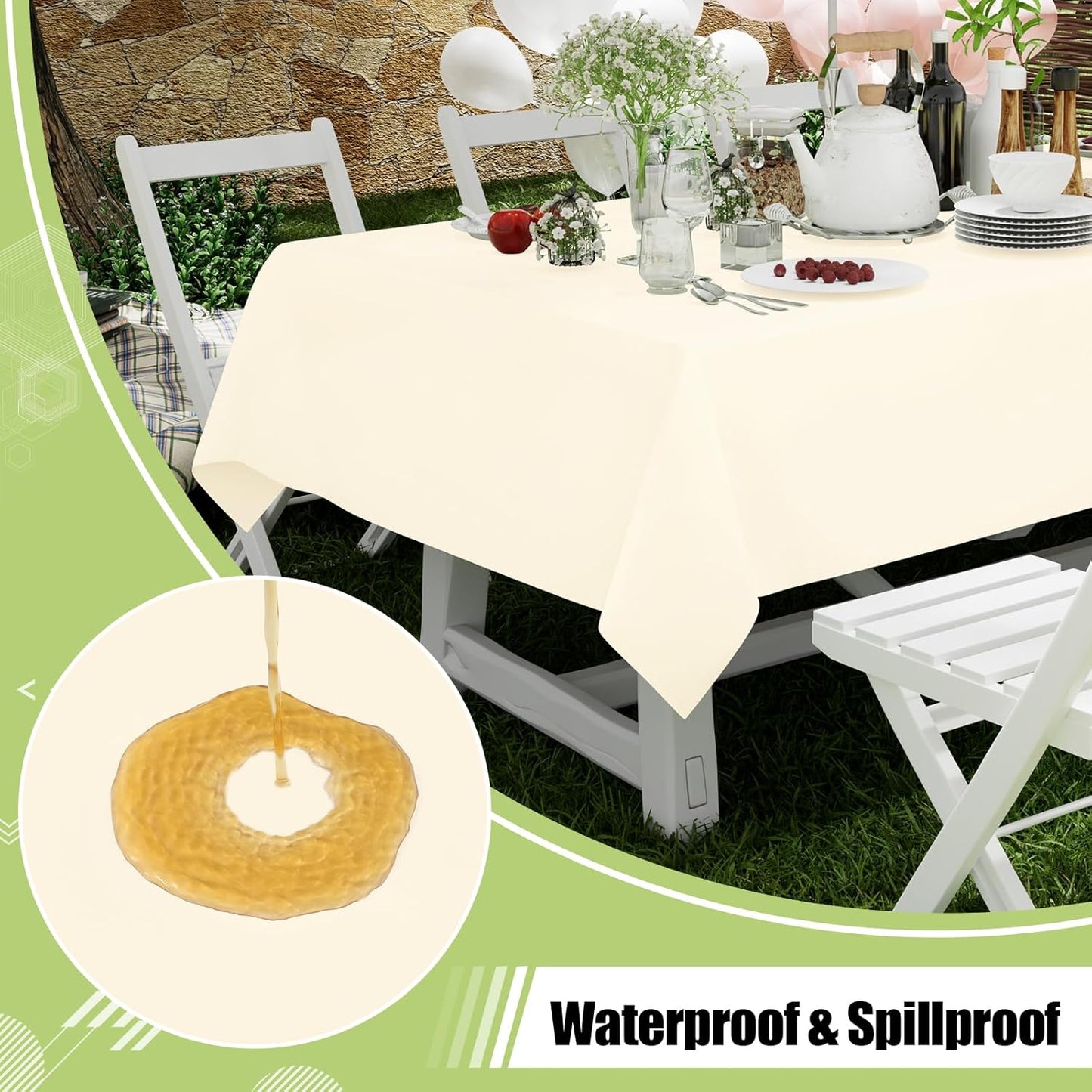 Beige Waterproof Disposable Tablecloths - 6 Pack, 54 x 108 Inch Rectangular Covers for Events, Durable and Leakproof Plastic Table Covers