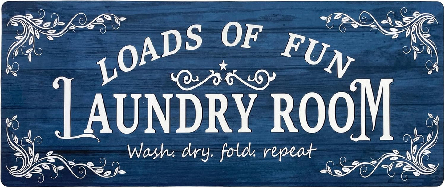 Laundry Room Rug Runner 20"X48" Non Slip Waterproof Laundry Mats for Laundry Room Decor Washable Floor Farmhouse Laundry Rug for Mudroom, Washroom, Bathroom, Navy Blue