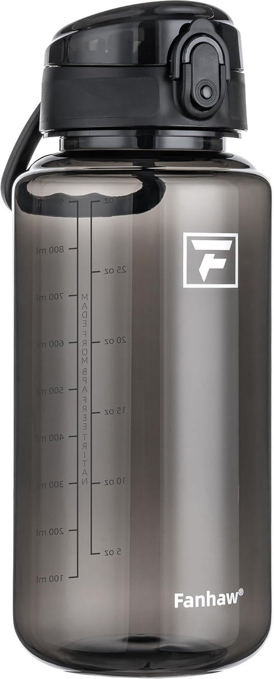 32 Oz Clear Tritan Water Bottle with Chug Lid, Bpa-Free, Wide Mouth, Leak Proof - for Gym, Travel, Home, School, Office (Black)