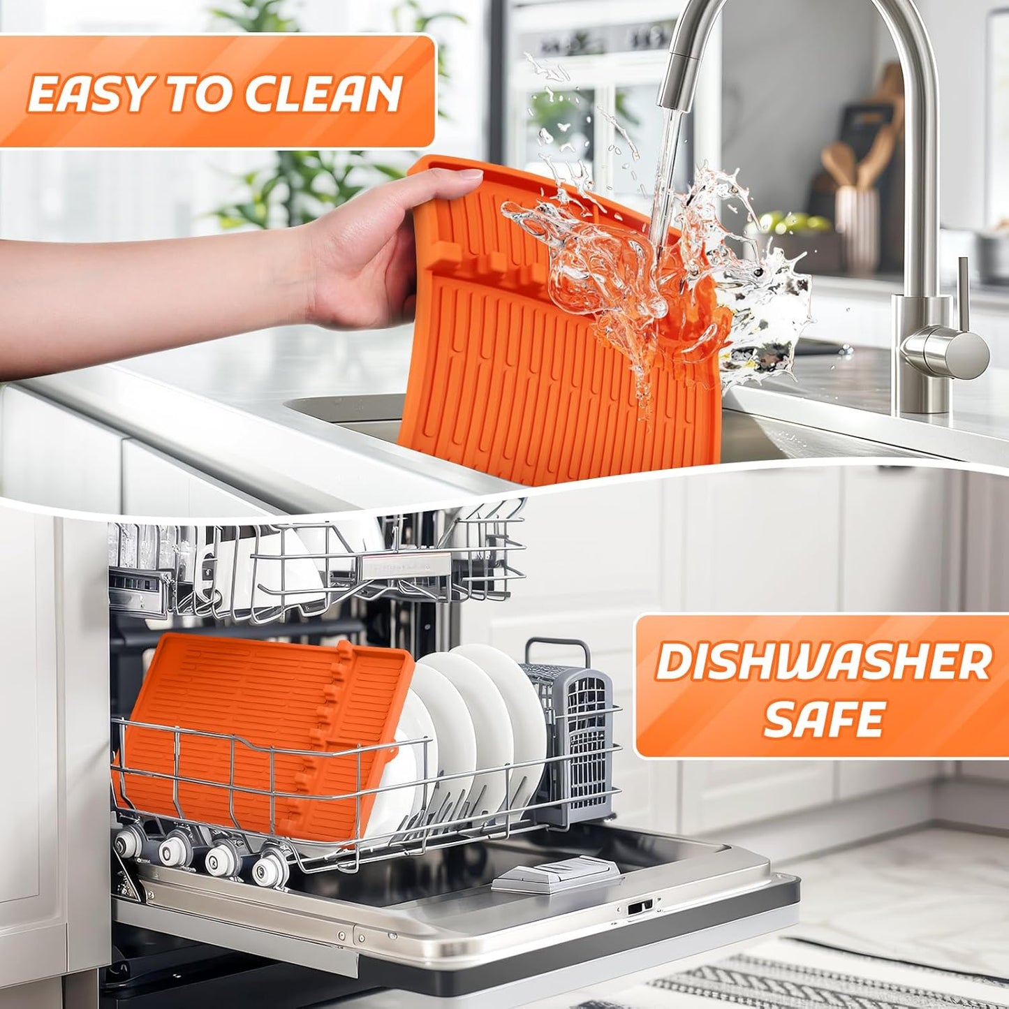 Silicone Griddle Mat with Seasoning Jar Holder and Side Shelf Pad for Outdoor Grilling Accessories, BBQ Tool Rest, and Kitchen Aid Attachments (Orange)