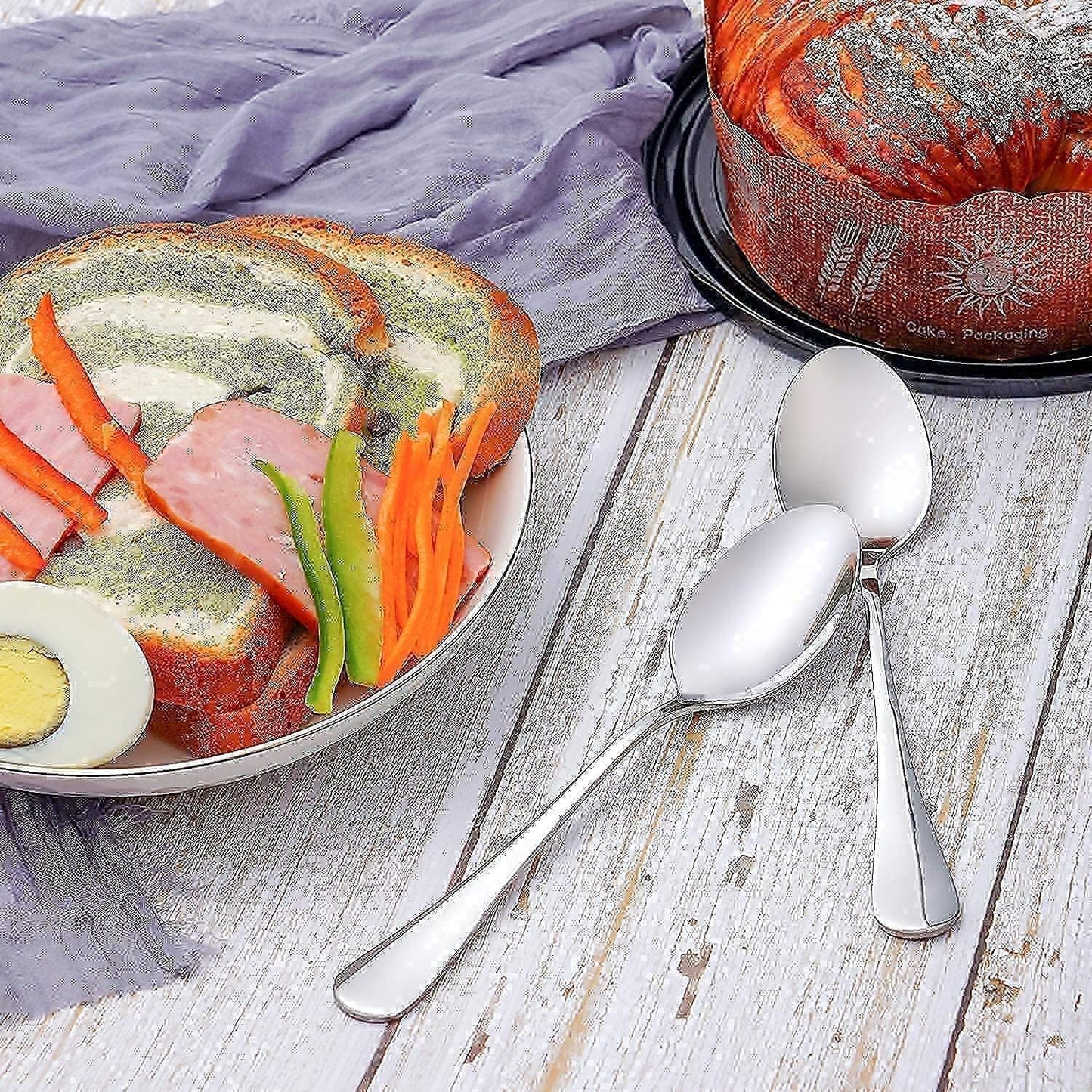 Dinner Forks and Teaspoons Bundle,16 Pcs 8" Food Grade Stainless Steel Silverware Forks & 16 Pcs 6.7" Stainless Steel Spoons,Mirror Finish & Dishwasher Safe,Use for Home,Kitchen or Restaurant