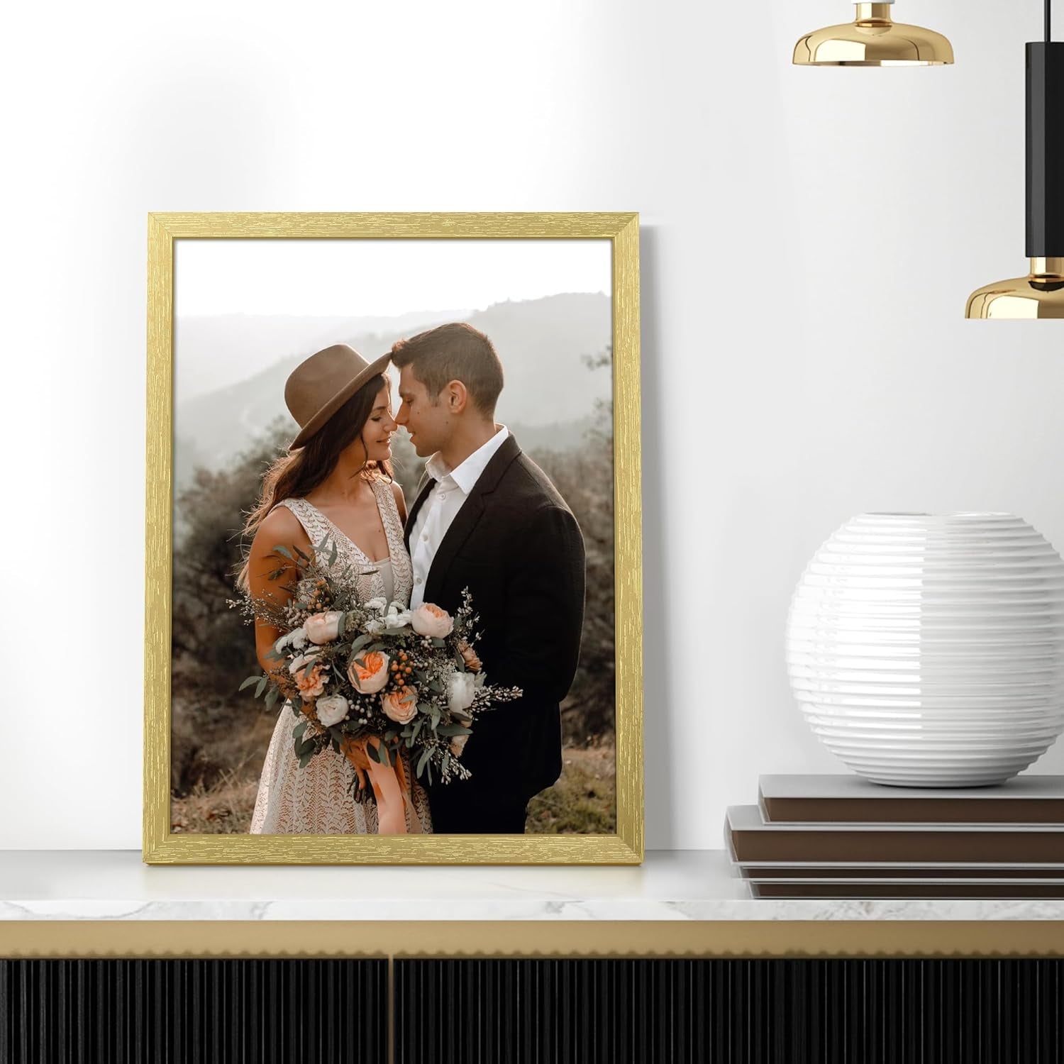 12X16 Picture Frame, Wall Gallery Photo Frames with Engineered Wood, Gold 1 Pack