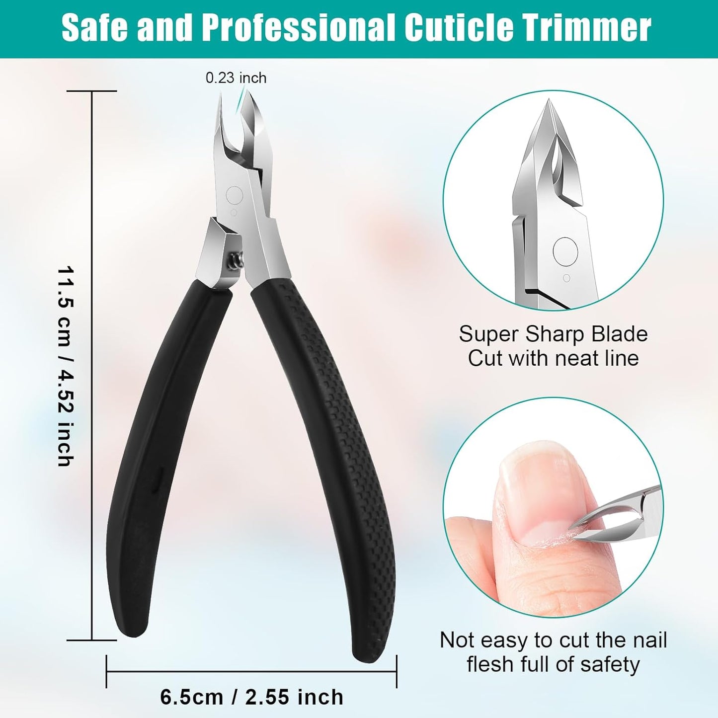 Cuticle Trimmer,4Mm Jaw Extremely Sharp,Cuticle Clippers for Nails with Silicone Handle, Non-Slip,Professional Steel Cuticle Cutter,Trimmer Dead Skin Remover Stainless Cuticle Remover Tool