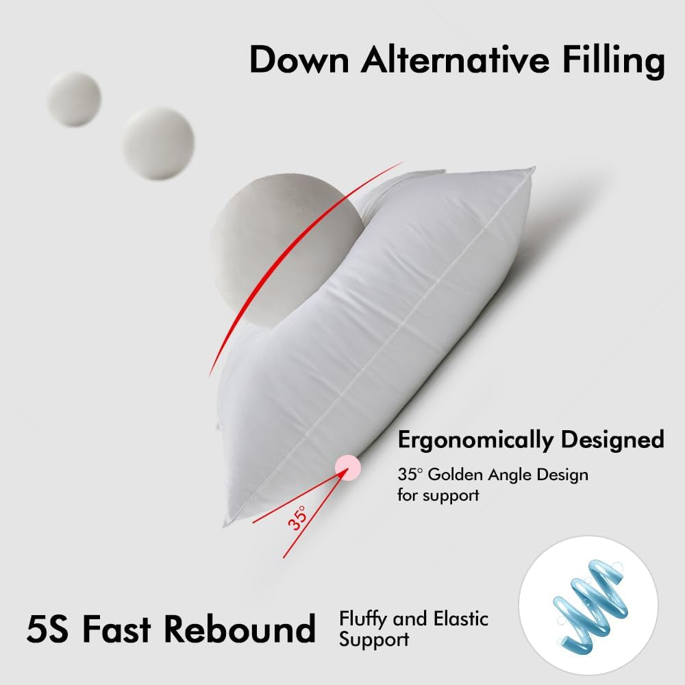 16X16 down Alternative Pillow Insert Decorative Throw Pillow 16 X 16 Inch Body Bed Sleeping Ultra Soft Fluffy Form for Sofa Couch Bed