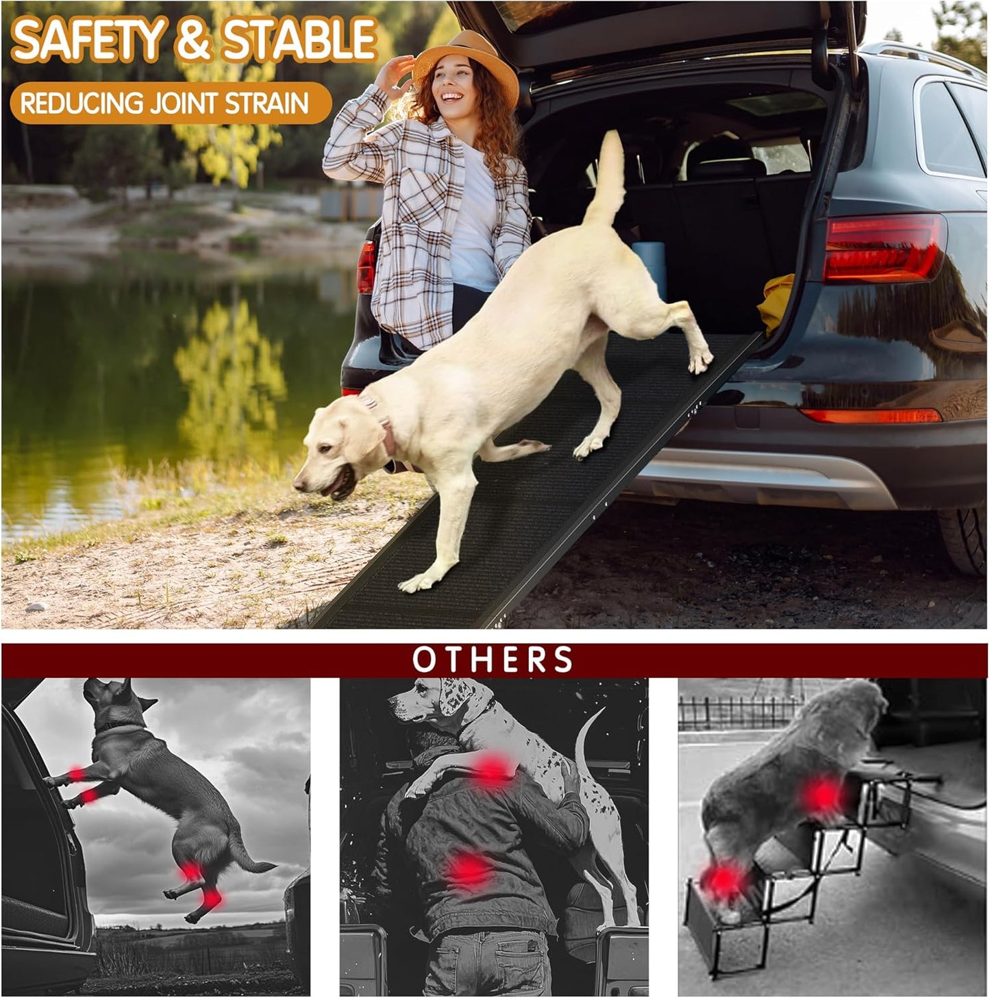 Premium Foldable Dog Ramp for Cars - 67" x 20" Extra Wide Non-Slip Ramp for Large Dogs, Ideal for SUVs and Trucks