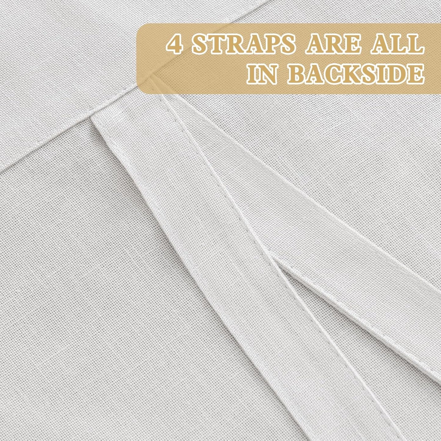 Tie up Linen Curtains 63 Inch Length Nature Linen Textured Privacy Curtain Multi Hanging Ways Shade Balloon Window Shade Rod Pocket Casual Curtain - 42X63 - White