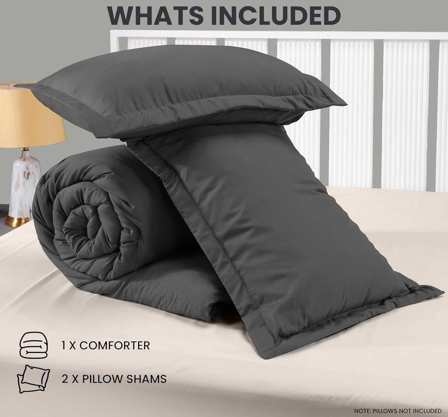 Queen Comforter Set Grey, Comforters Queen Size 3 Pieces Bedding Comforters Sets, down Alternative Soft Bed Set, 1 Comforter (88 X 88 Inches) 2 Pillow Shams (20 X 26 Inches)