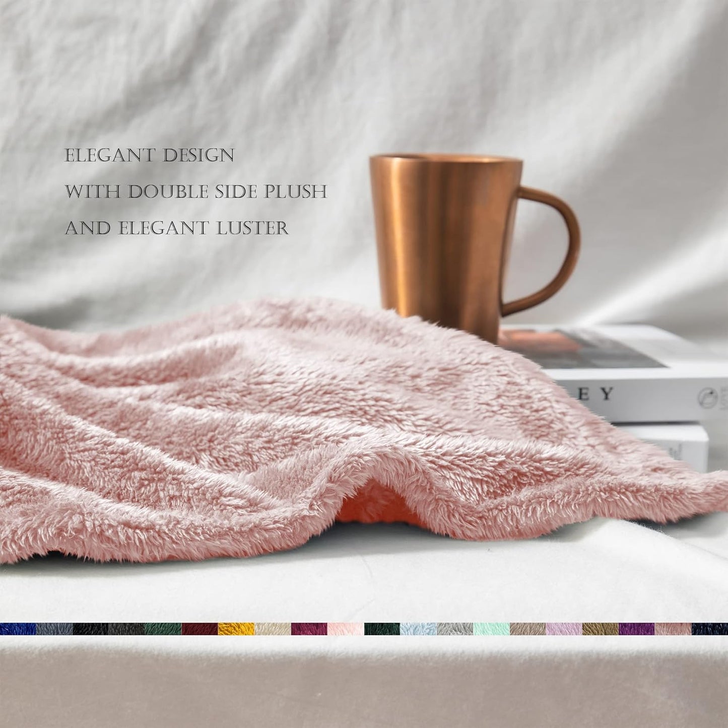 Extra Large Plush Fleece Throw Blanket - Super Soft, Fluffy, and Warm for Year-Round Comfort (50x70 Inches, Pink)