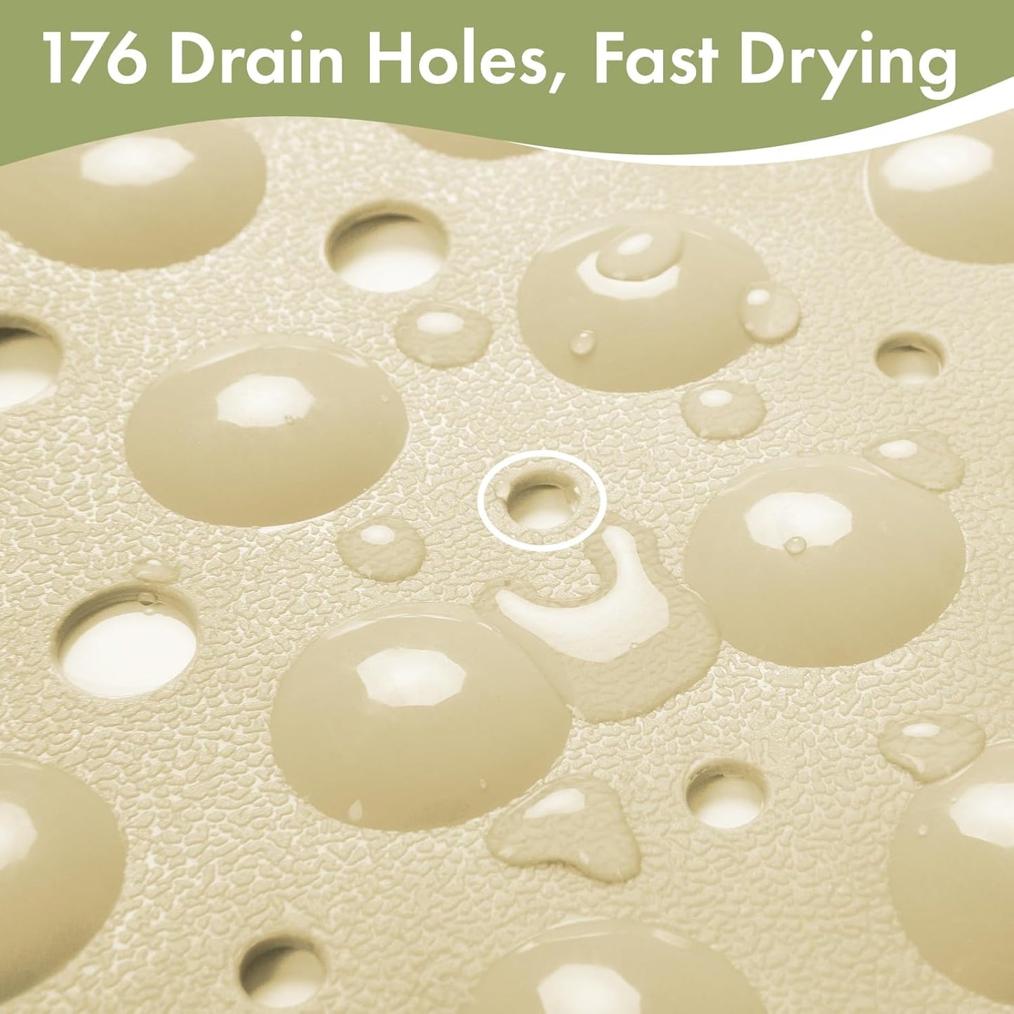 Shower Mat Non Slip 40 X 16 Inches, Shower Stall Mats with Suction Cups and Drain Holes, Non Slip Bath Mat for Tub for Elderly & Kids, Beige